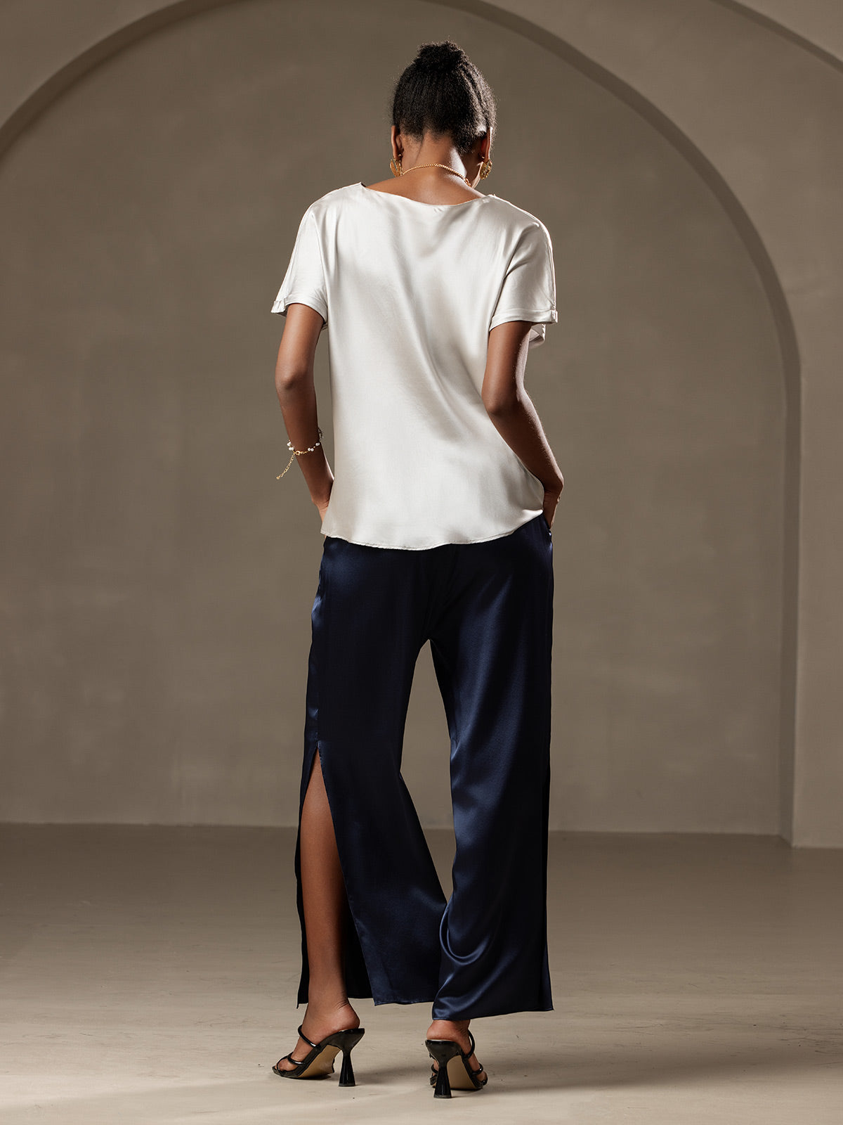 19Momme Silk Casual Short Sleeve T-Shirt