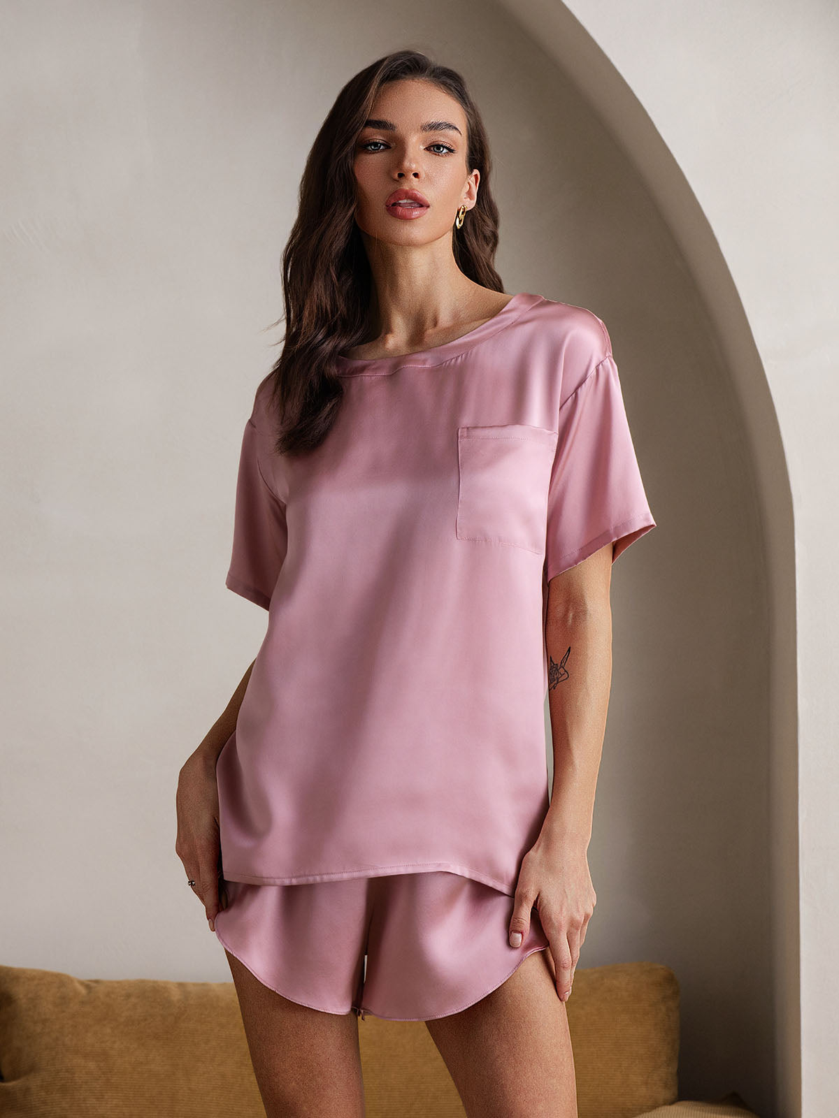 Pure Silk Short Sleeve Pajamas