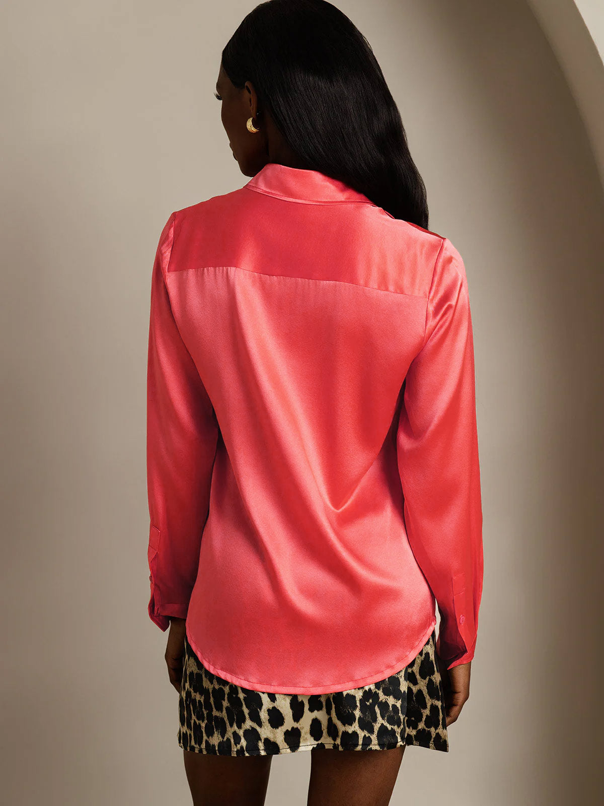19Momme Silk Long Sleeve Lapel Collar Women's Shirt
