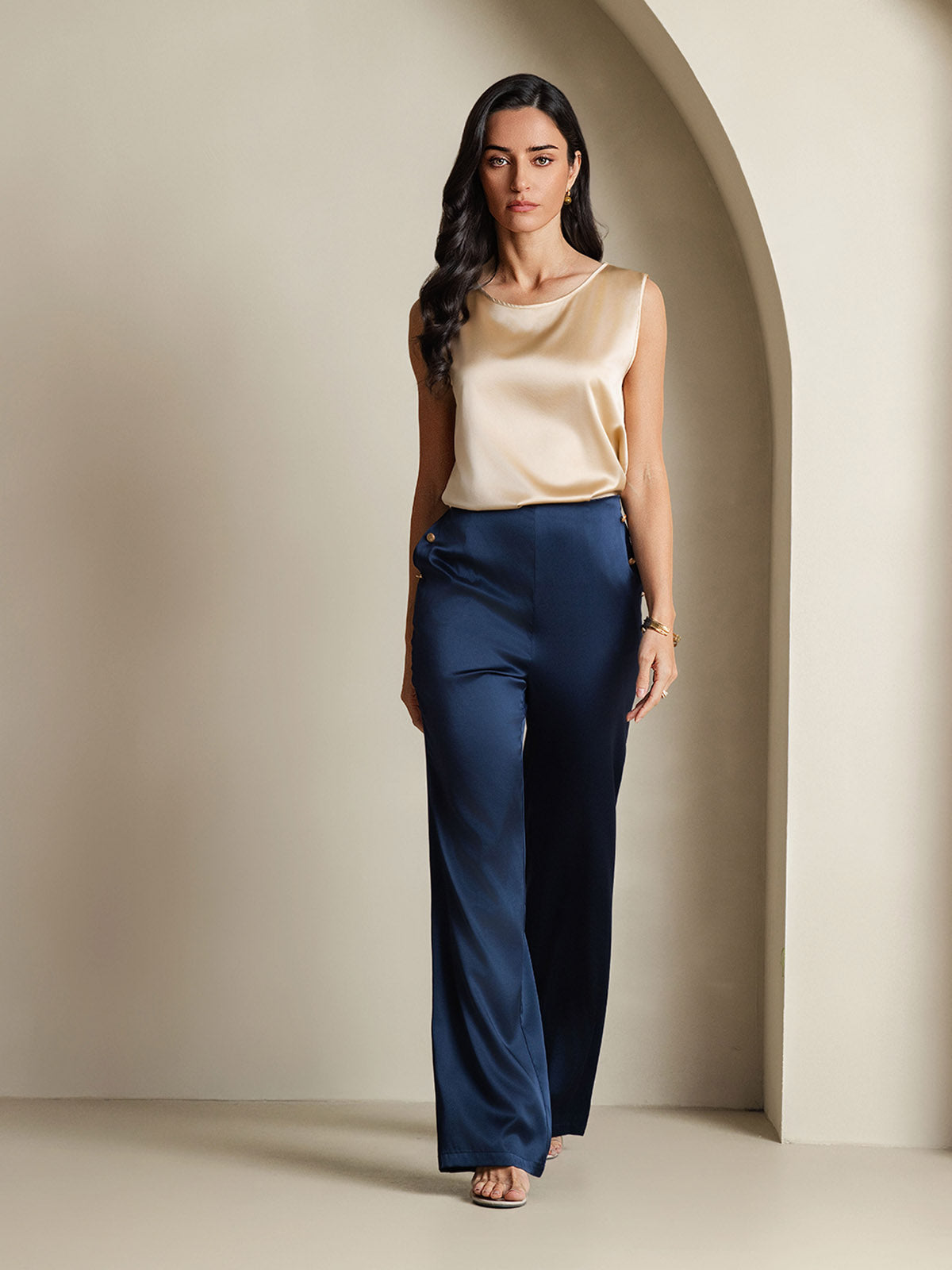 19Momme Silk Lounge Round Neck Tank Top