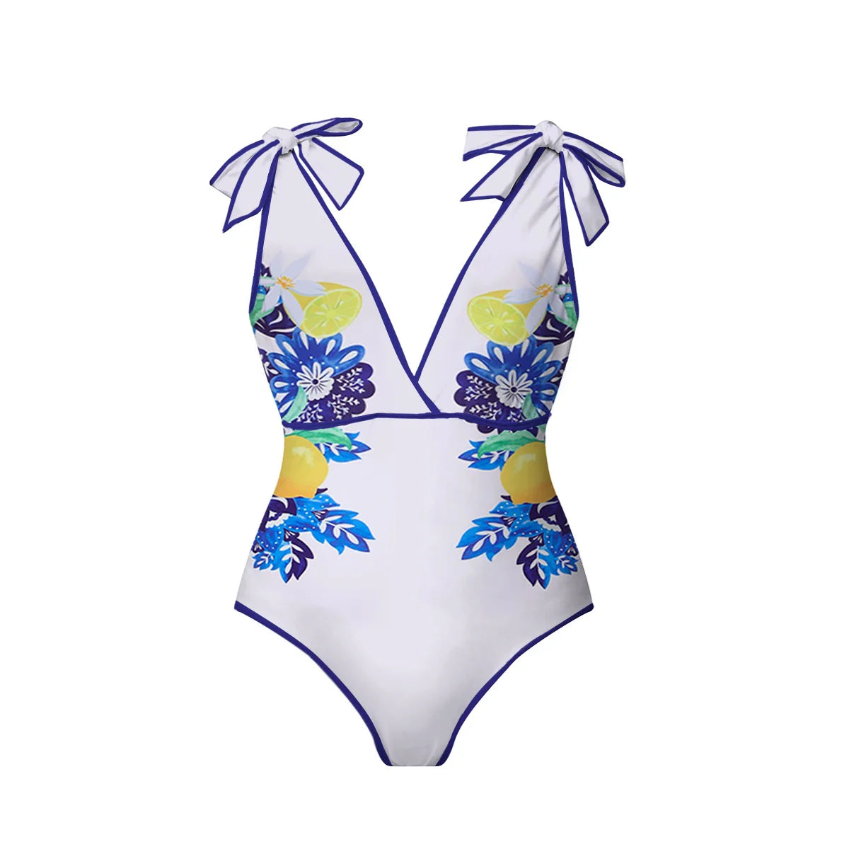 Lemon Blue Floral Print One-Piece Swimsuit&Skirt&Pants