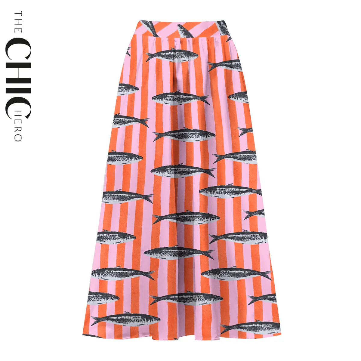 V Neck Retro Striped Sardine Print Swimsuit&Skirt&Pants