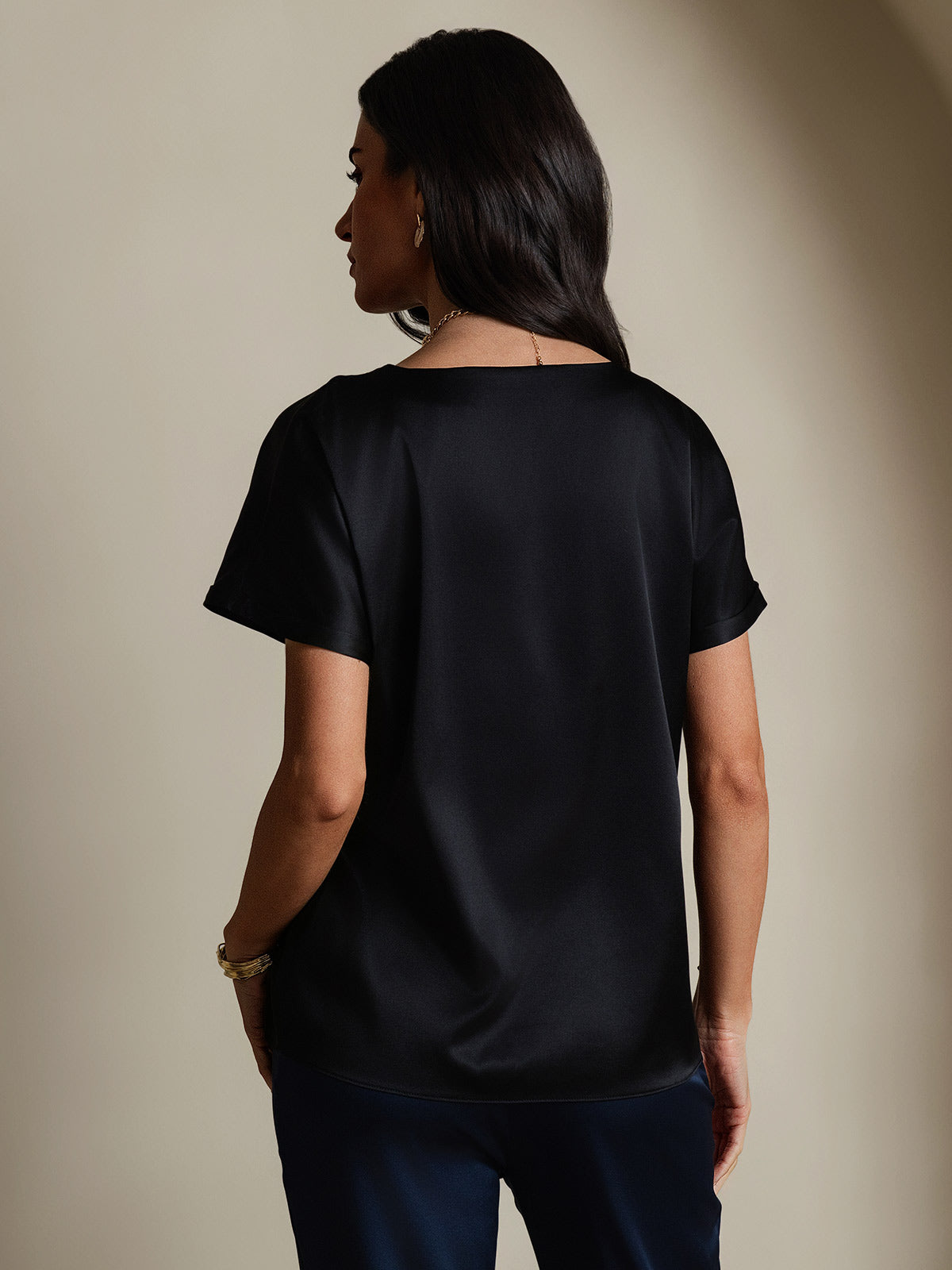 19Momme Silk Casual Short Sleeve T-Shirt