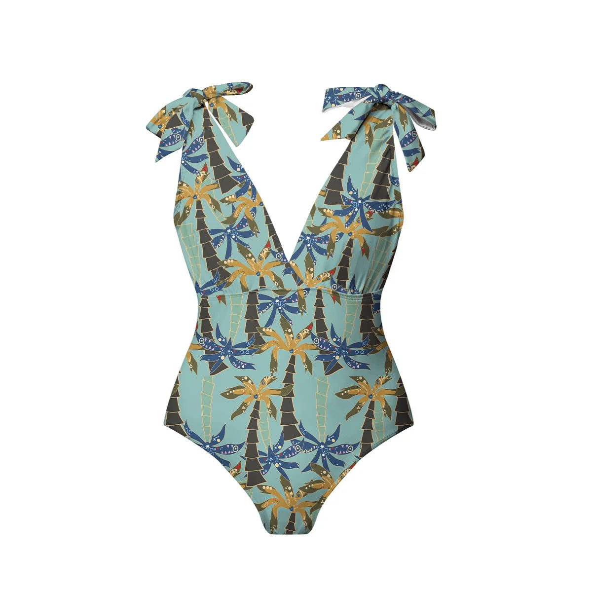Green Palm Tree Prints One-Piece Swimsuit&Skirts