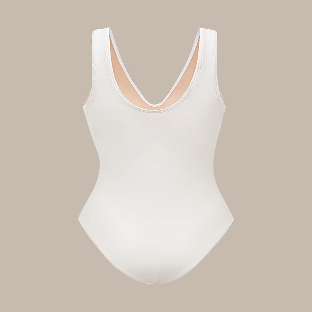 White Petal Hollow One-Piece V Neck Swimsuit&Skirt