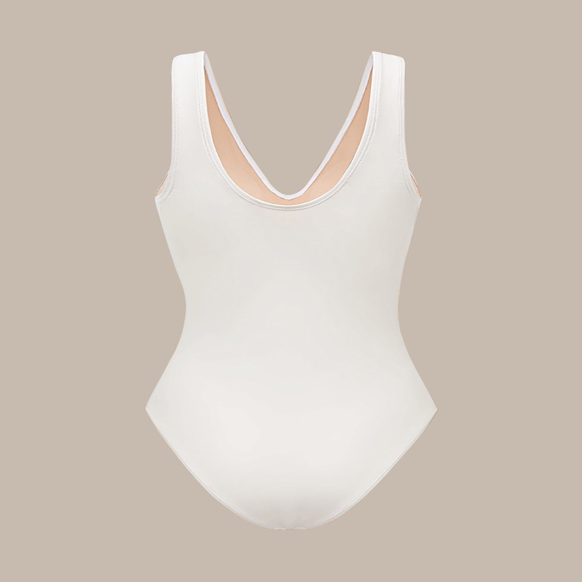 White Petal Hollow One-Piece V Neck Swimsuit&Skirt
