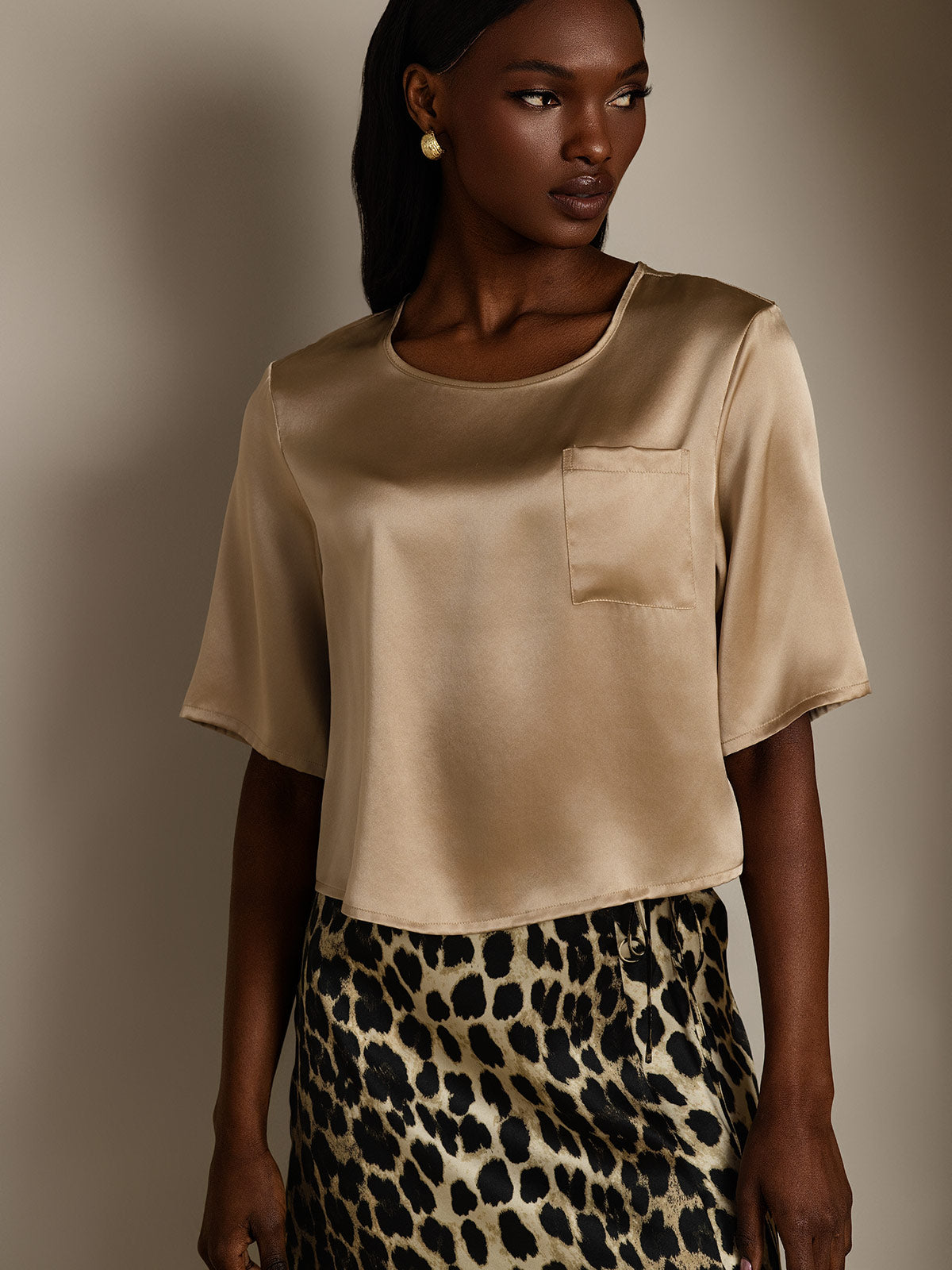 Pure Silk Casual Half Sleeve Women's Blouse T-Shirt