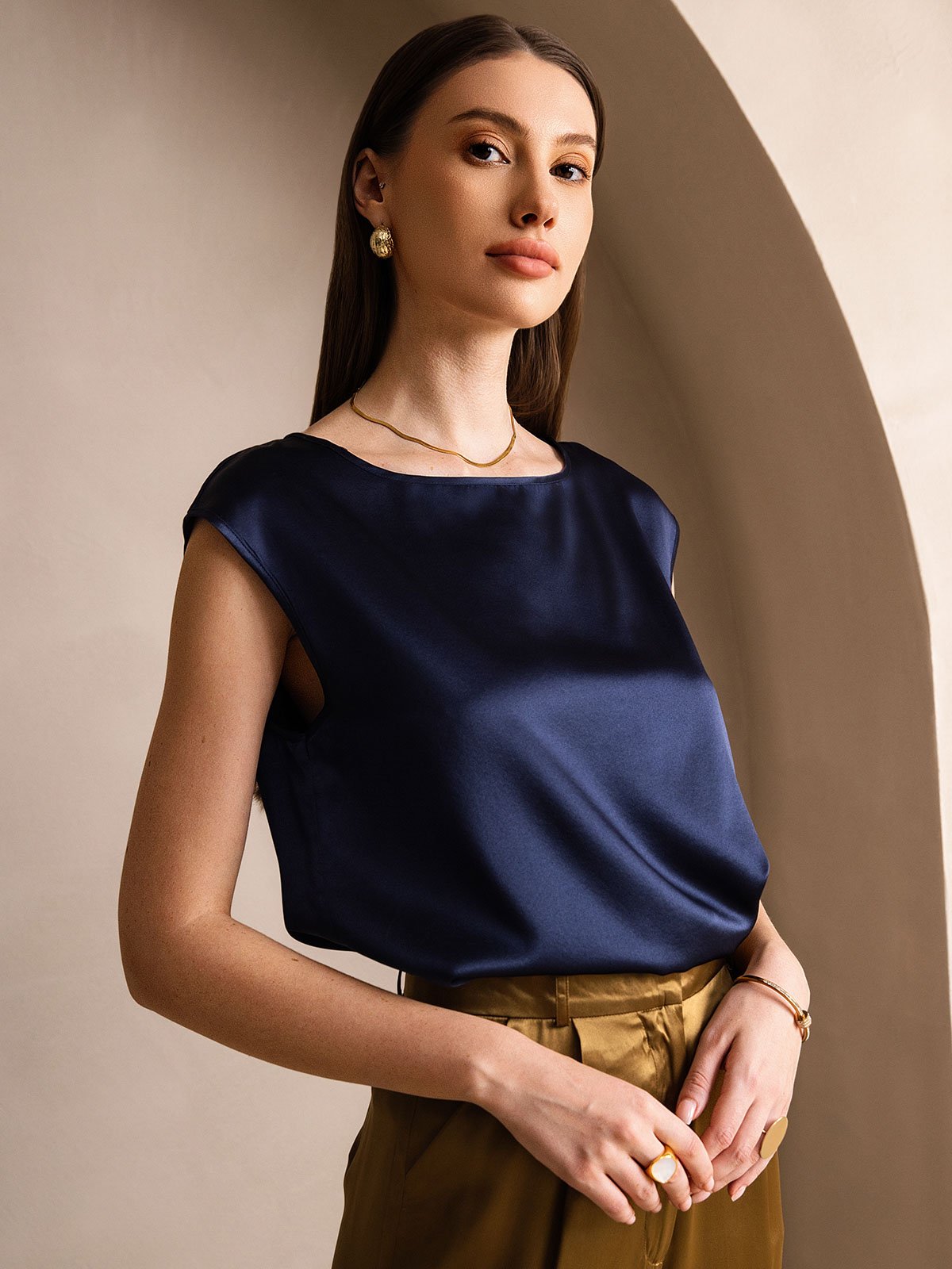 19Momme Silk Cap Sleeve Tank Top