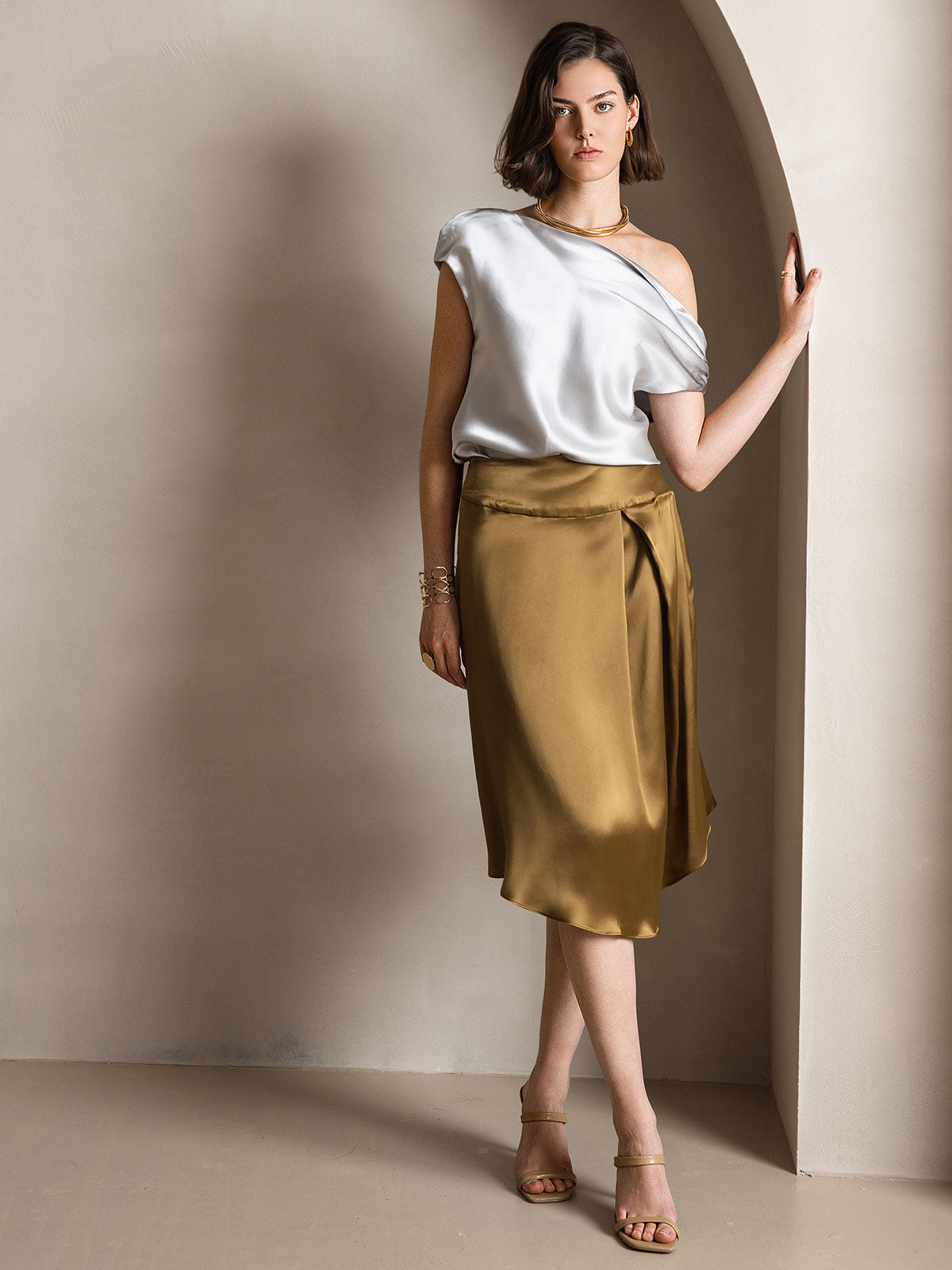 19Momme Silk Chic One-Shoulder Blouse
