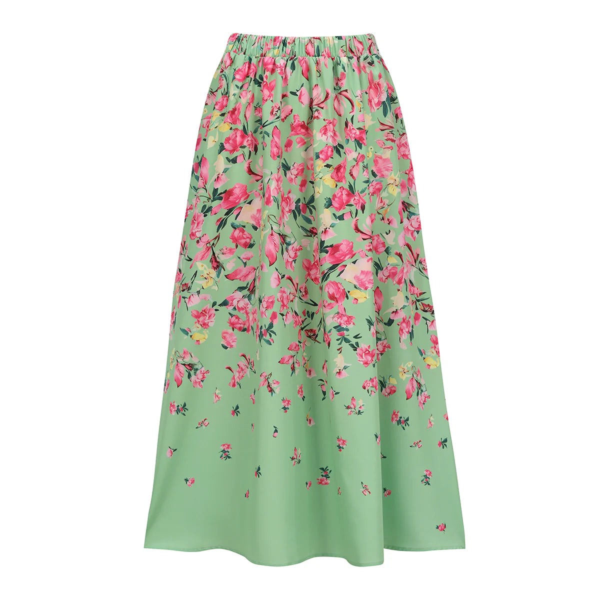 Mint Green & Pink Florals One-Piece Bikini&Skirt