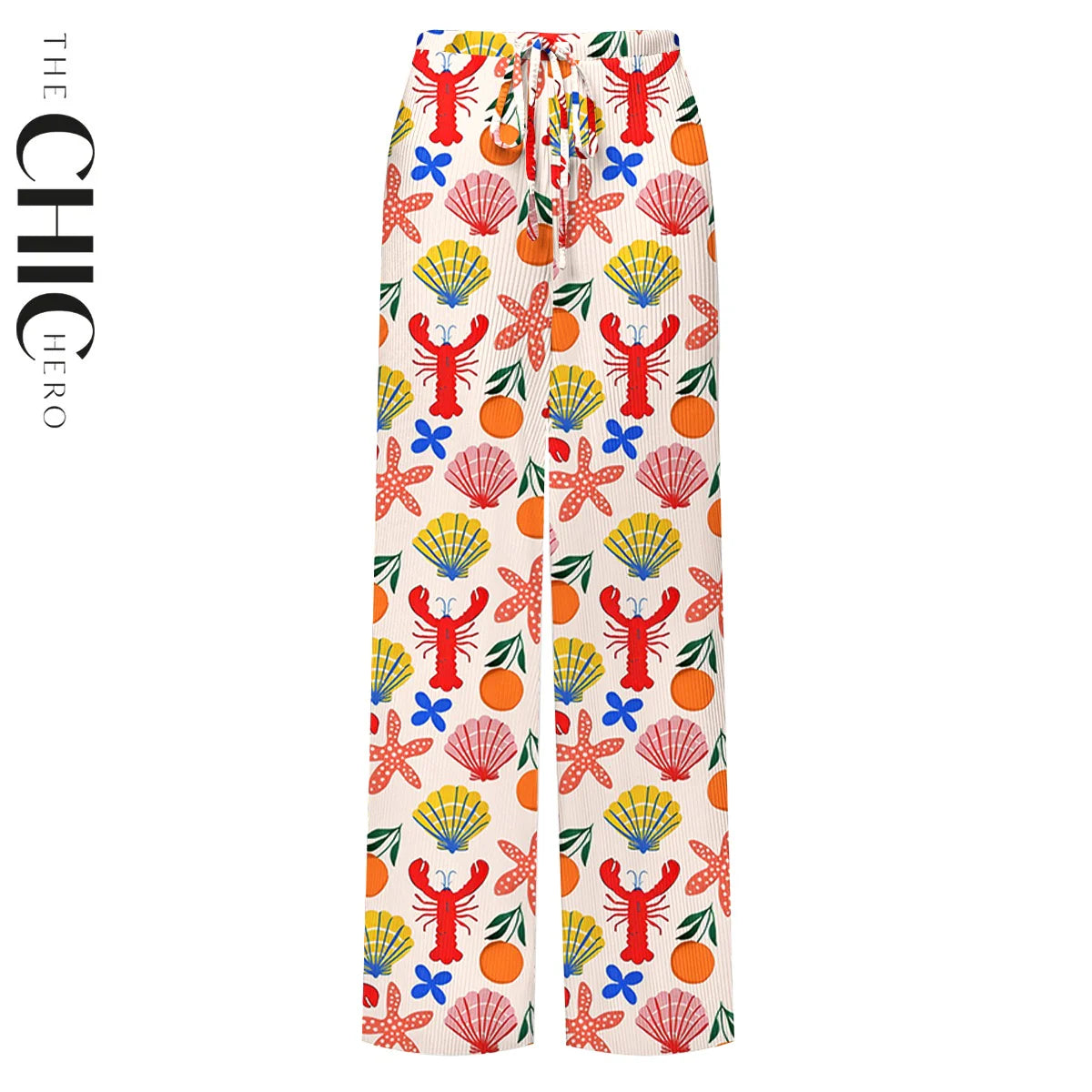 Tropical Seafood Lobster & Shell Pattern One-Piece Swimsuit&Pants