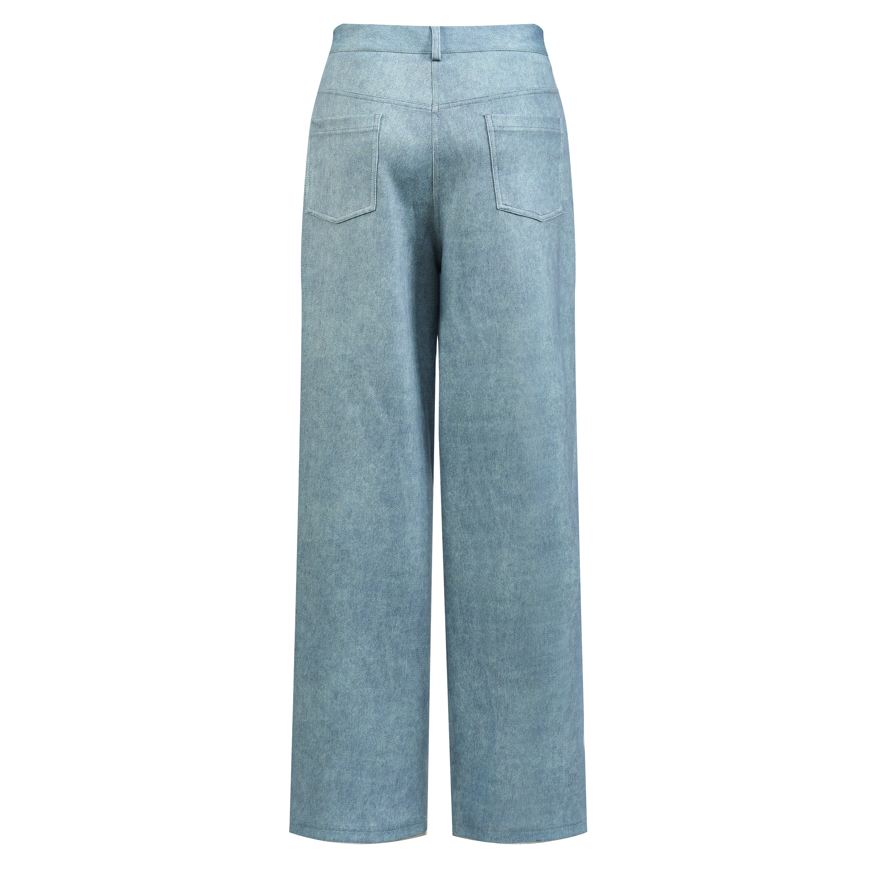 High-Waisted Light Wash Wide-Leg Denim Pants