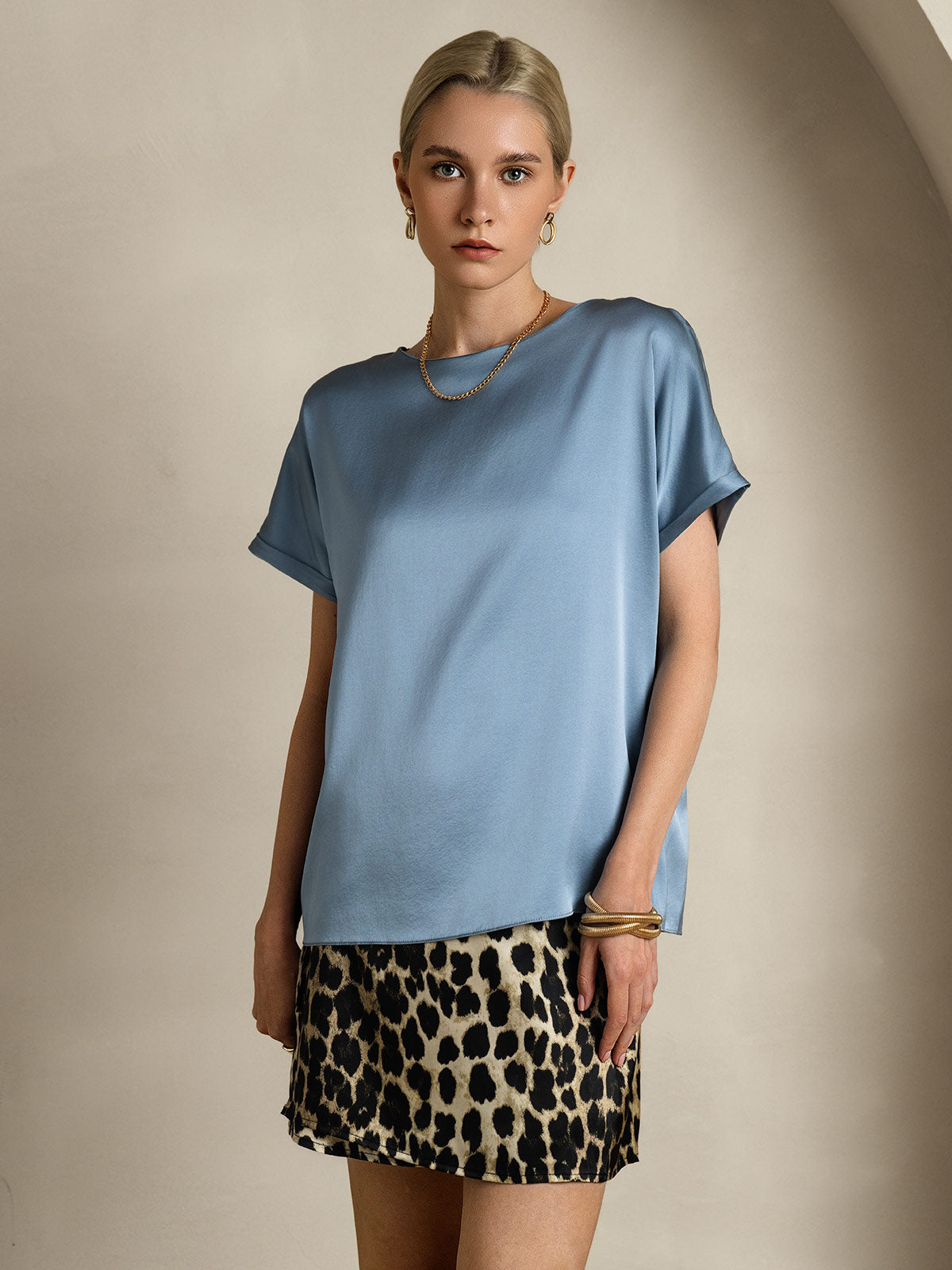 19Momme Silk Classic Casual Short Sleeve T-Shirt
