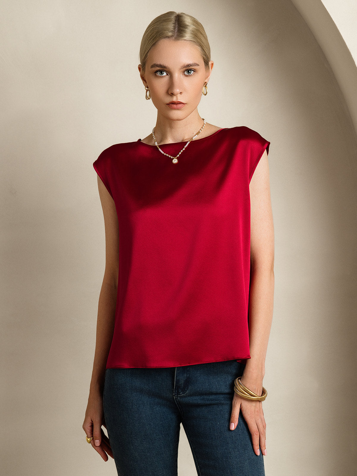 19Momme Silk Cap Sleeve Blouse