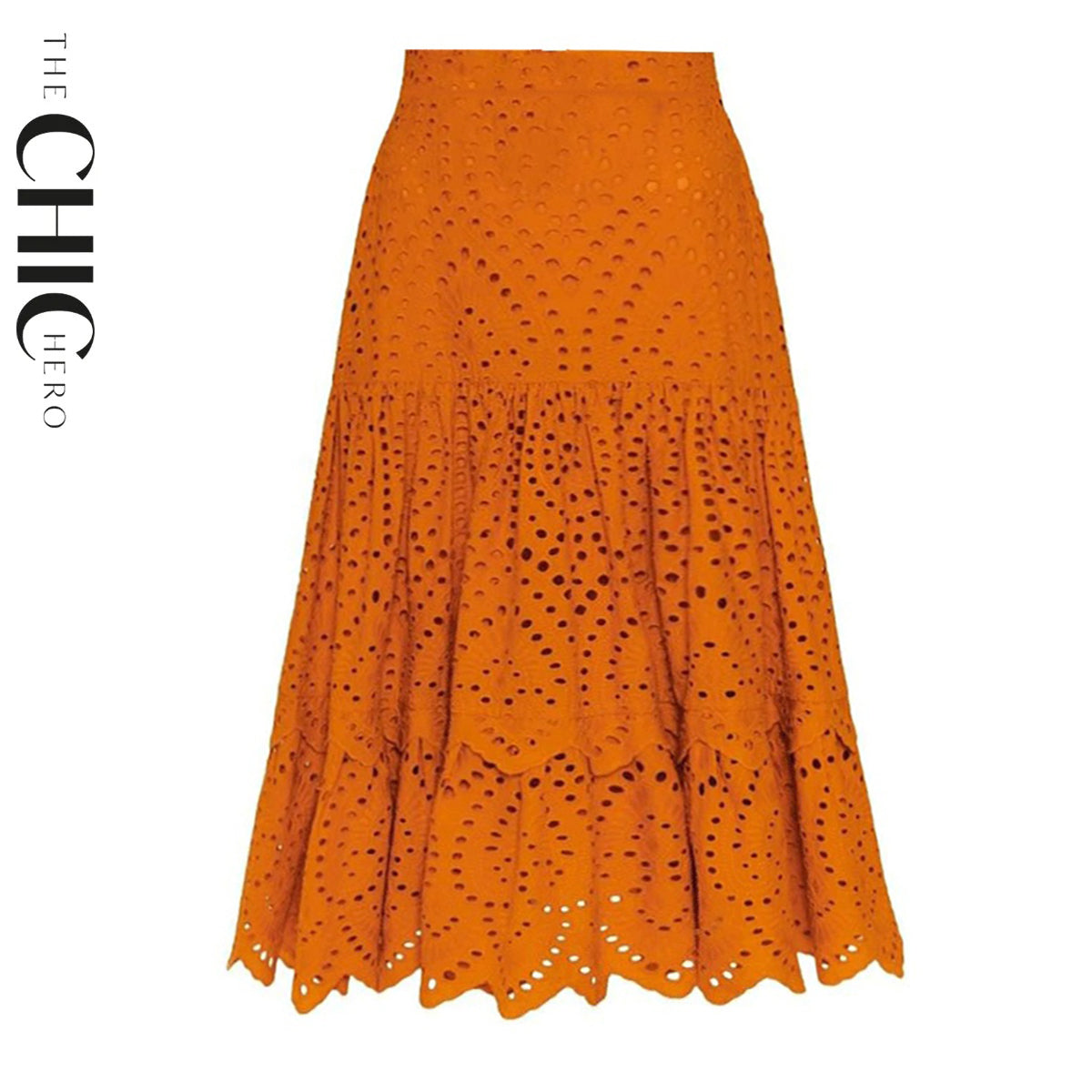 Orange Petal Hollow One-Piece Swimsuit&Skirt