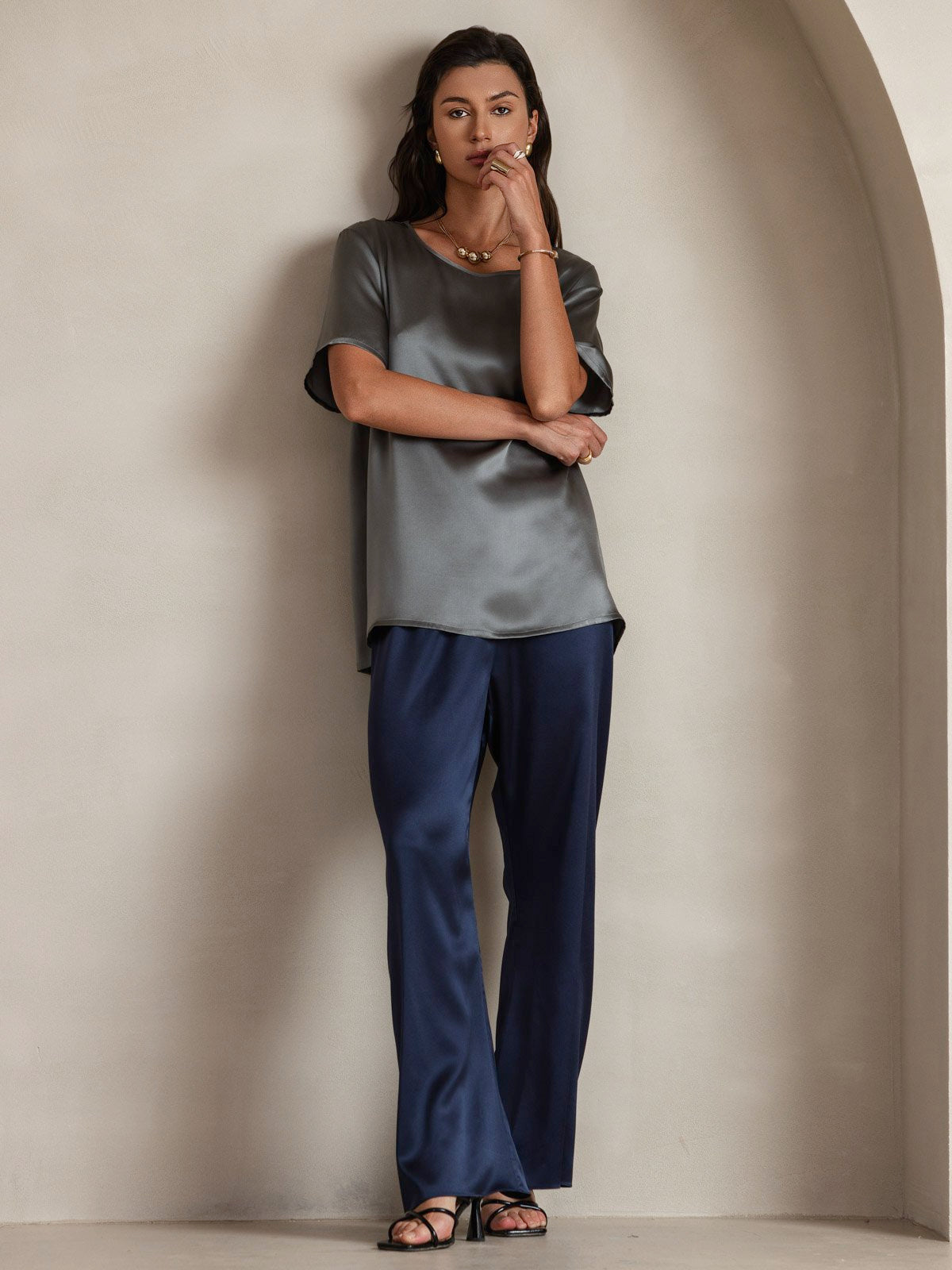 Pure Silk Short Sleeve T-shirt (pants not included)