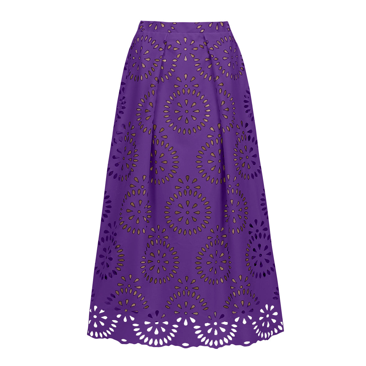 Purple Scalloped Hollow Sexy One-Piece Swimsuit&Skirt