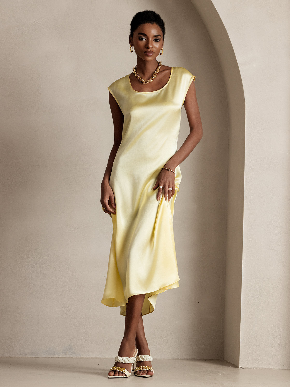 19Momme Silk U-neck Sleeveless Dress