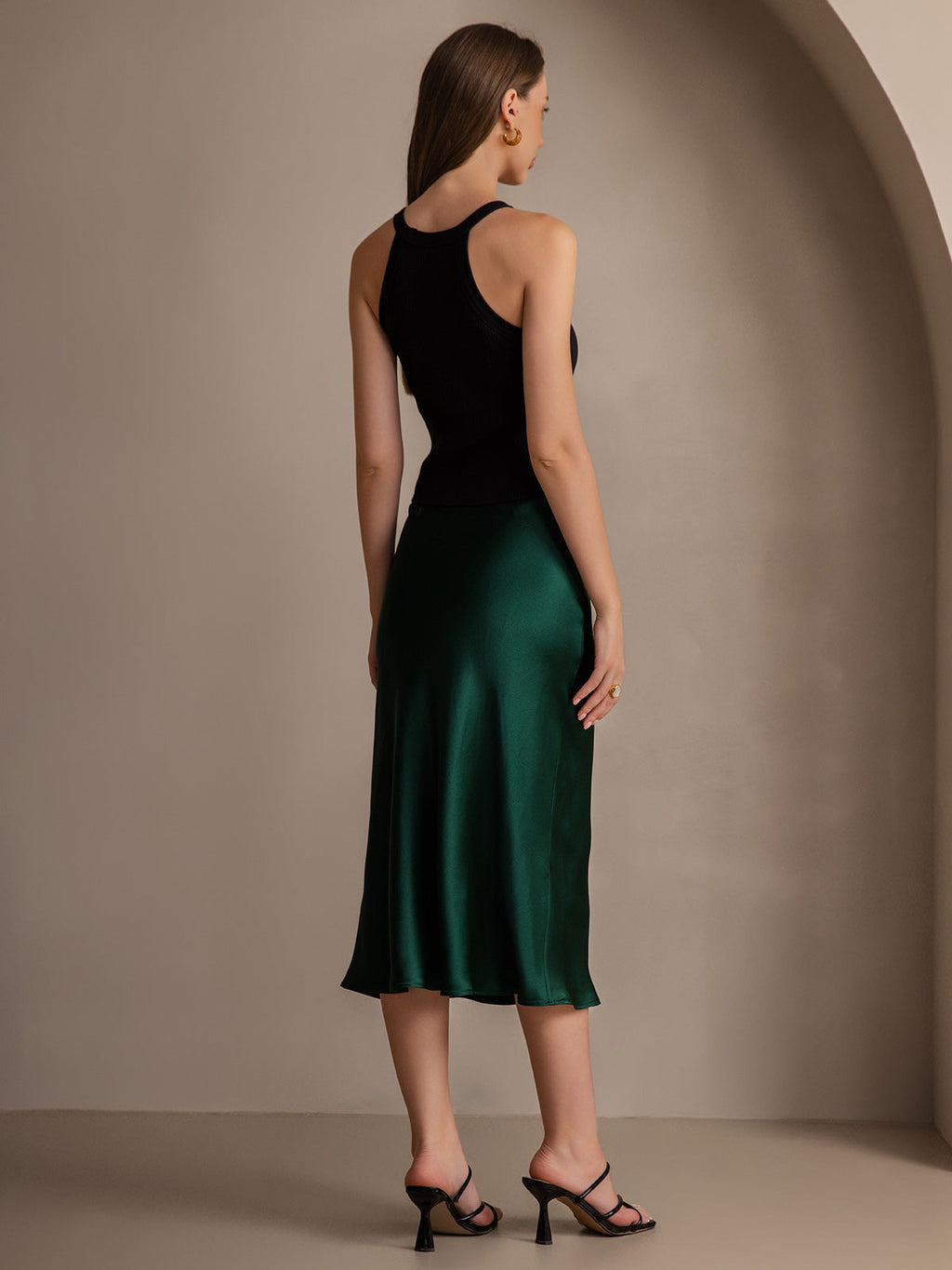 19Momme Mulberry Silk Stretch Long Straight Skirt