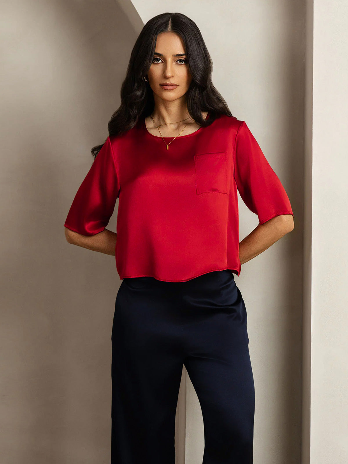 Pure Silk Casual Half Sleeve Women's Blouse T-Shirt