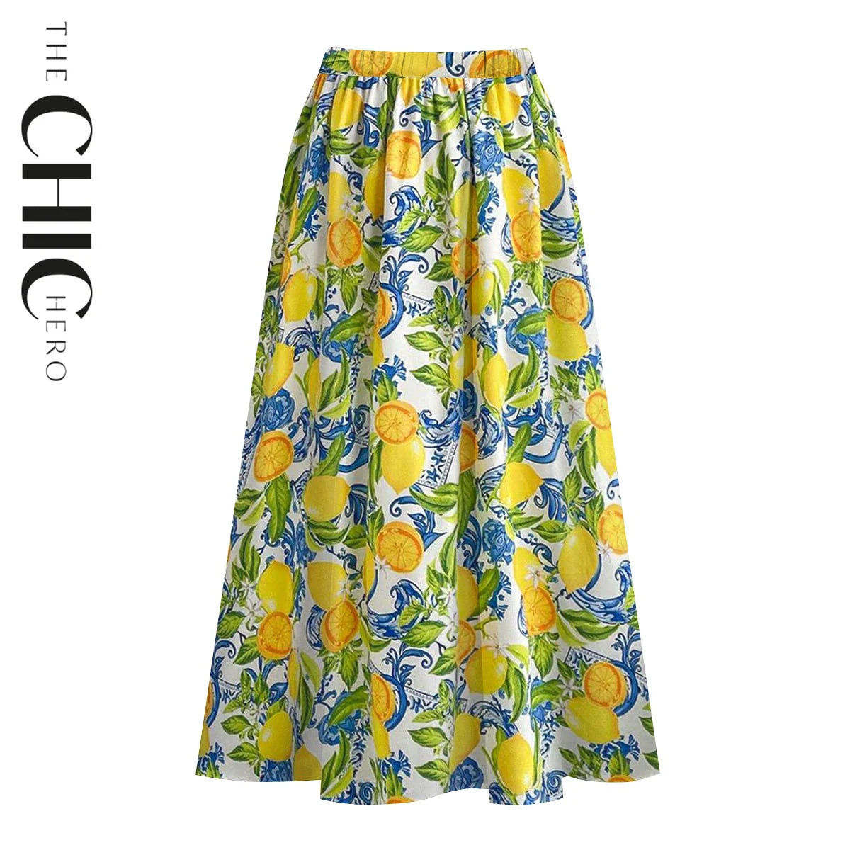 Summer Lemon Citrus Print 3-Piece Set Swimsuit&Skirts