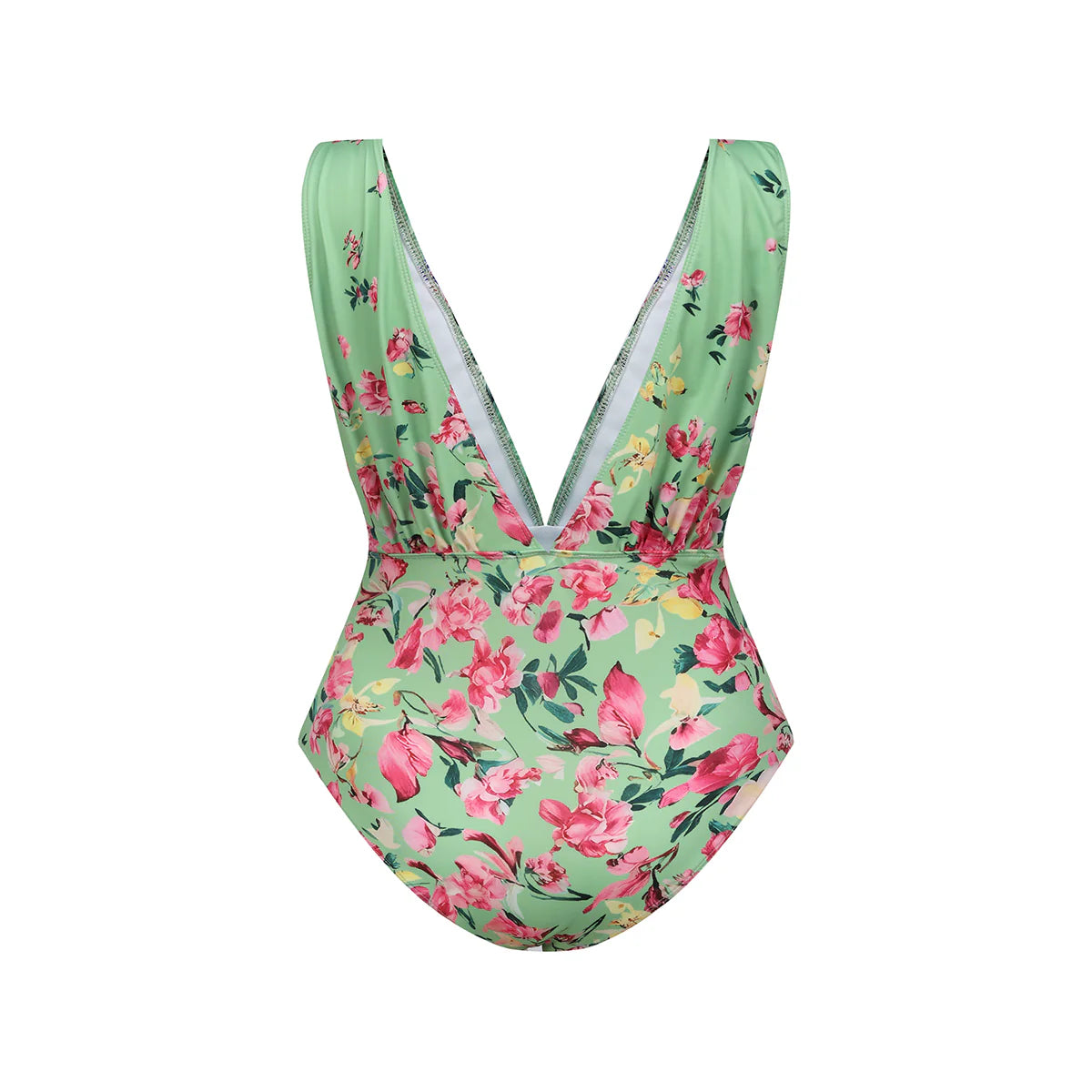 Mint Green & Pink Florals One-Piece Swimsuit&Bikini&Skirt