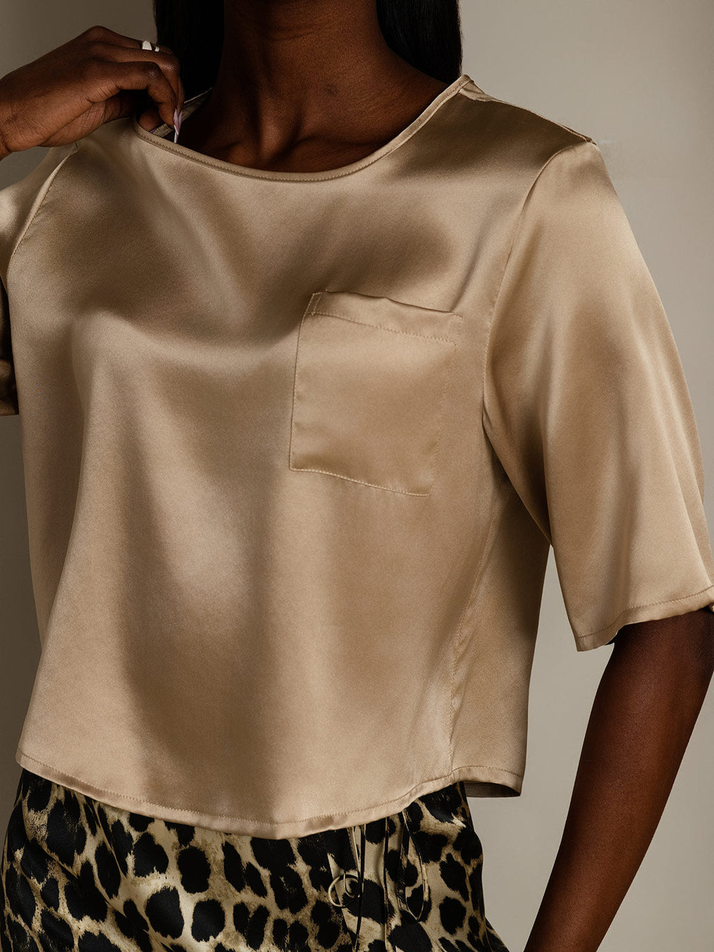 Pure Silk Casual Half Sleeve Women's Blouse T-Shirt
