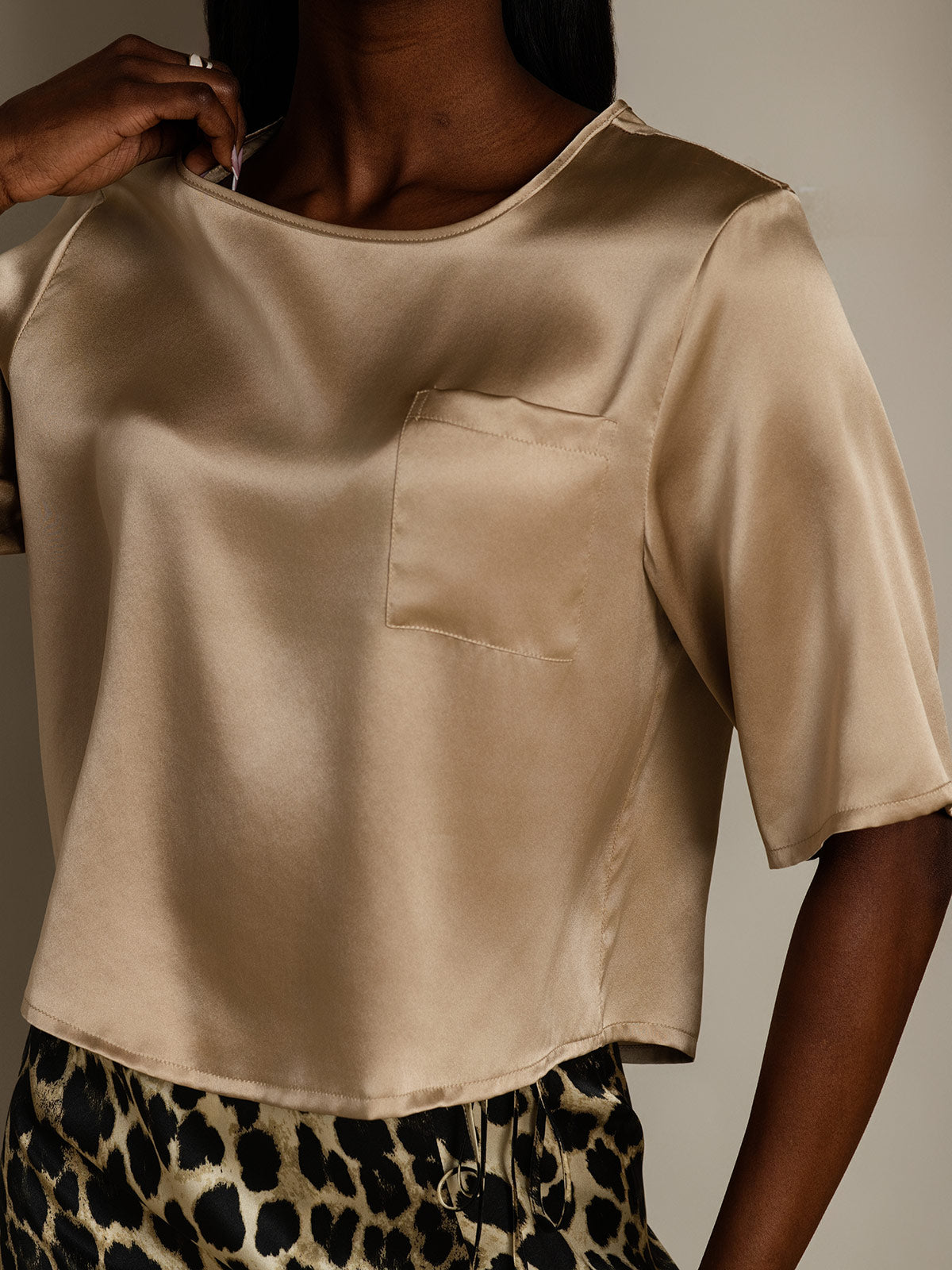 Pure Silk Casual Half Sleeve Women's Blouse T-Shirt