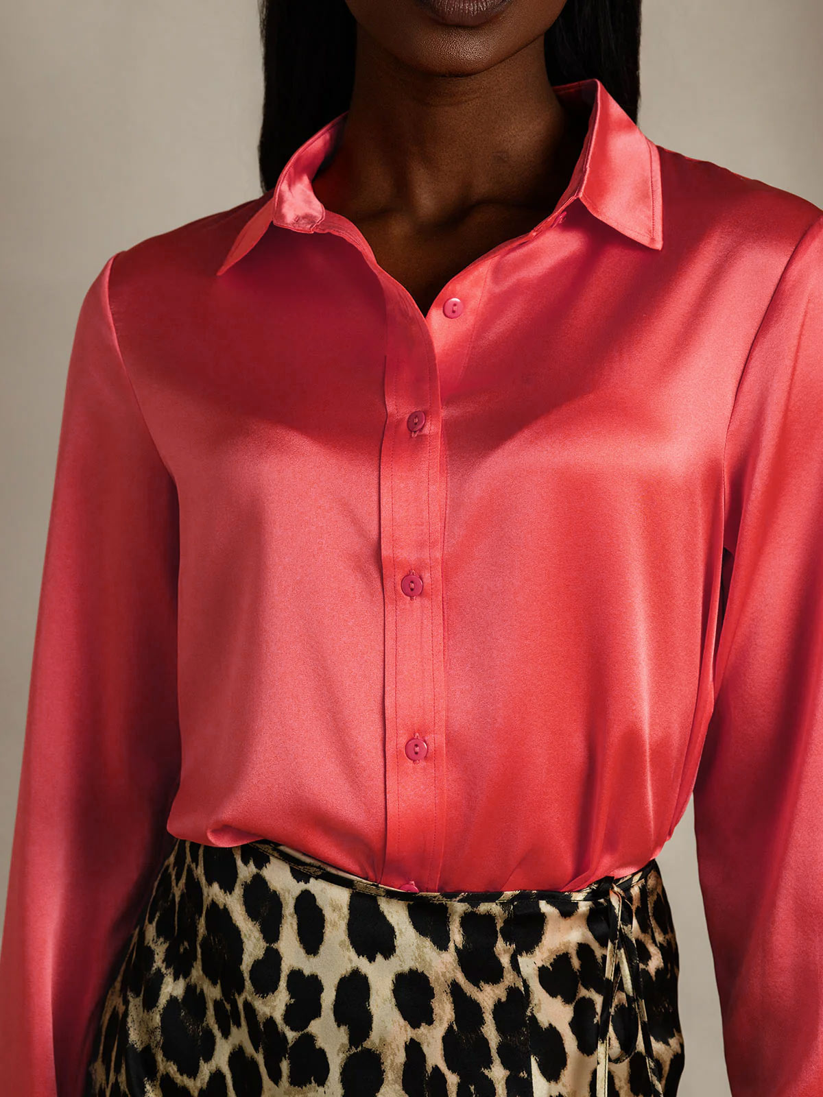 19Momme Silk Long Sleeve Lapel Collar Women's Shirt