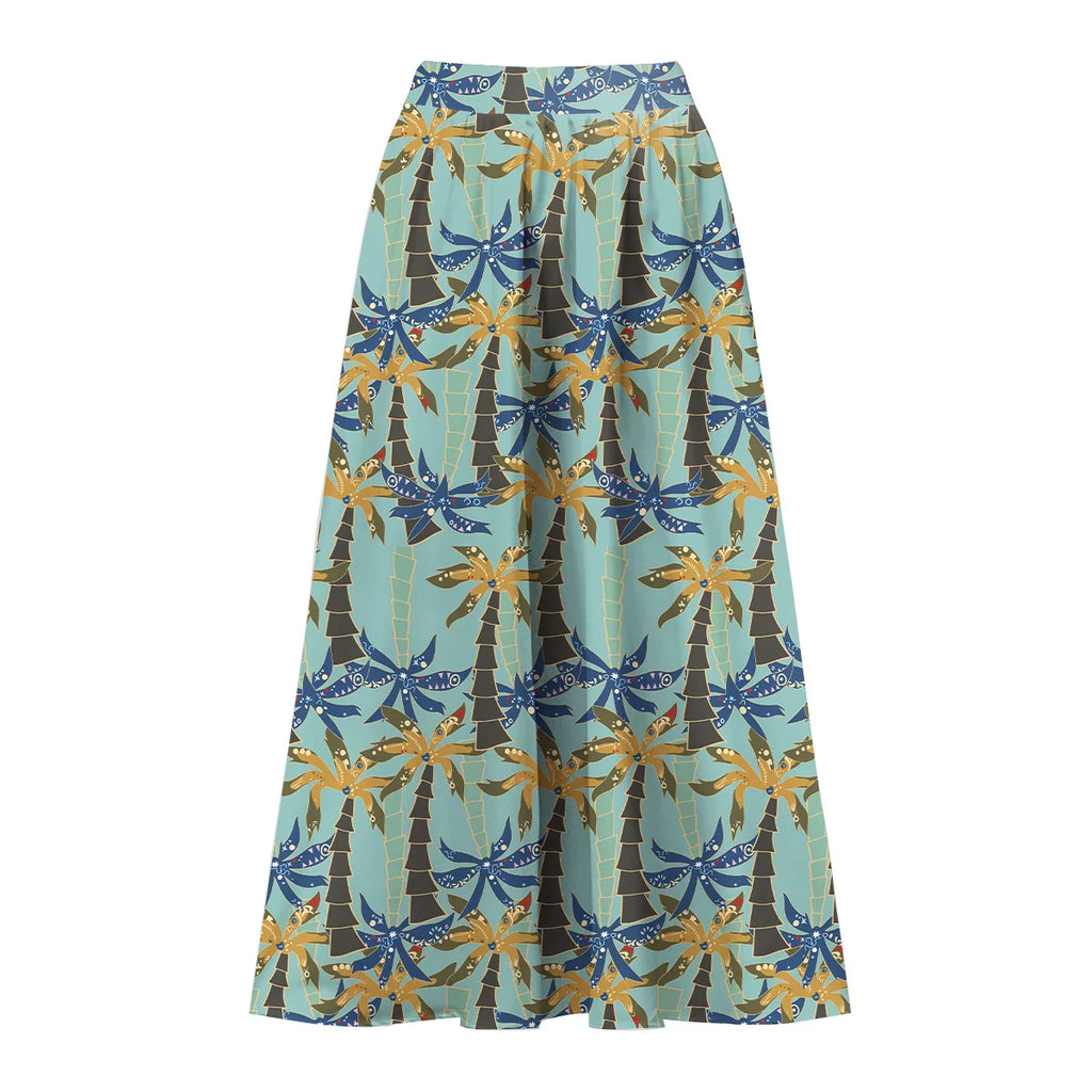Green Palm Tree Prints One-Piece Swimsuit&Skirts