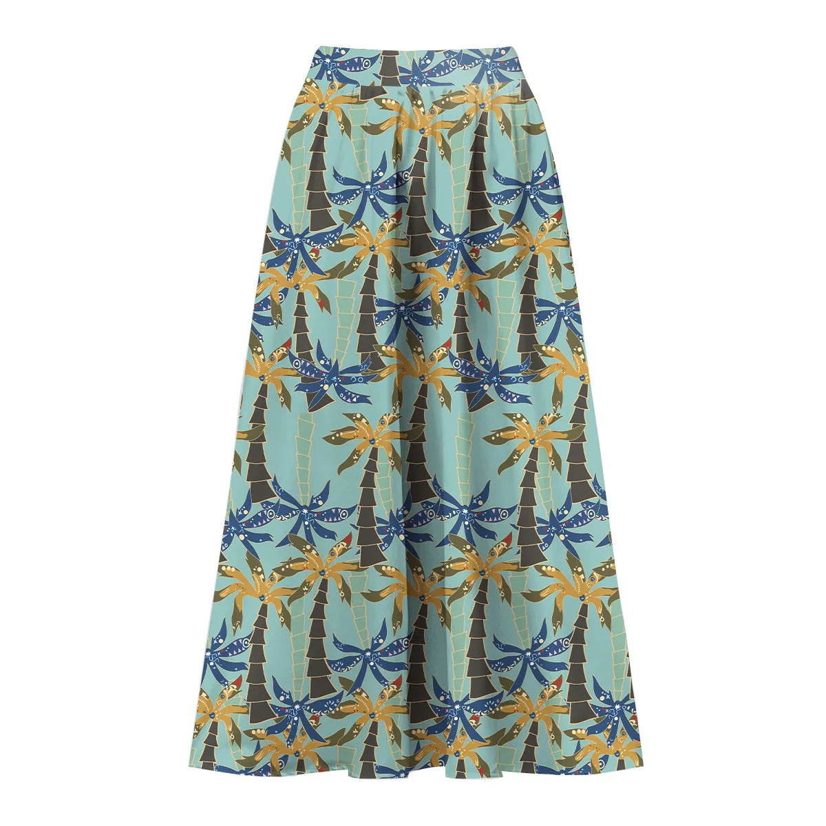 Green Palm Tree Prints One-Piece Swimsuit&Skirts