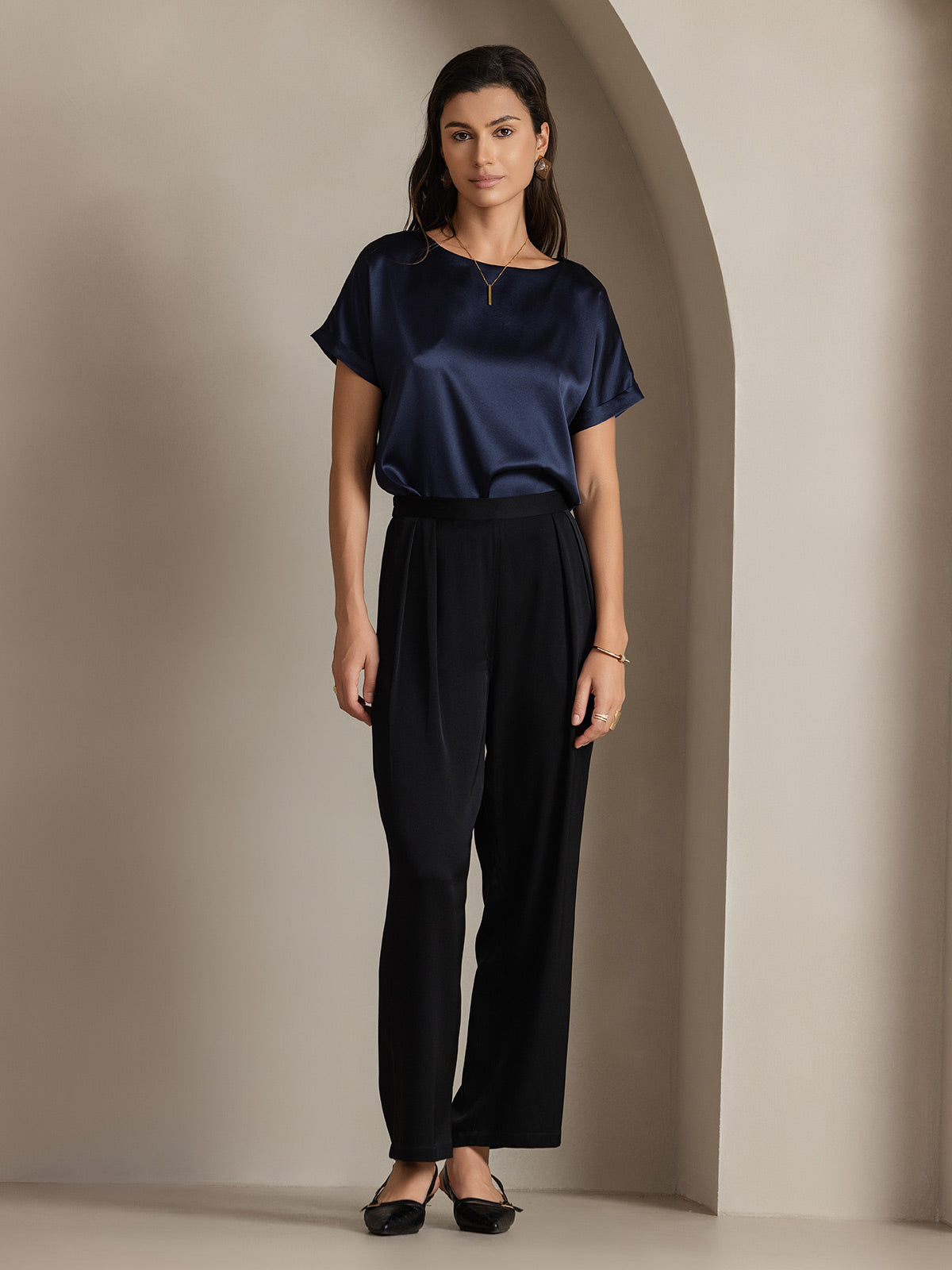 19Momme Silk Casual Short Sleeve T-Shirt