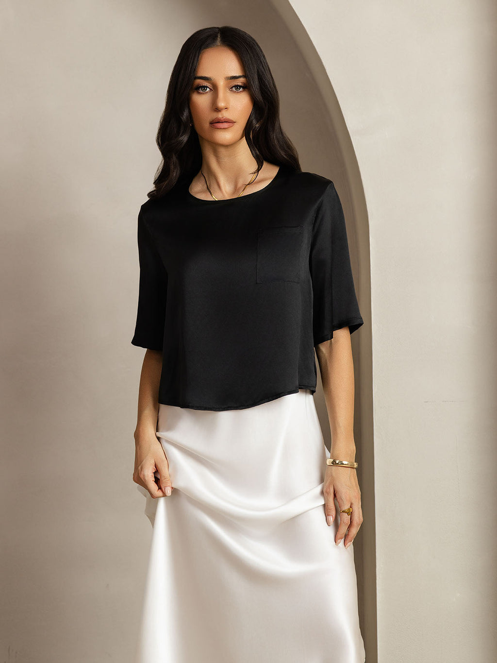 Pure Silk Casual Half Sleeve Women's Blouse T-Shirt