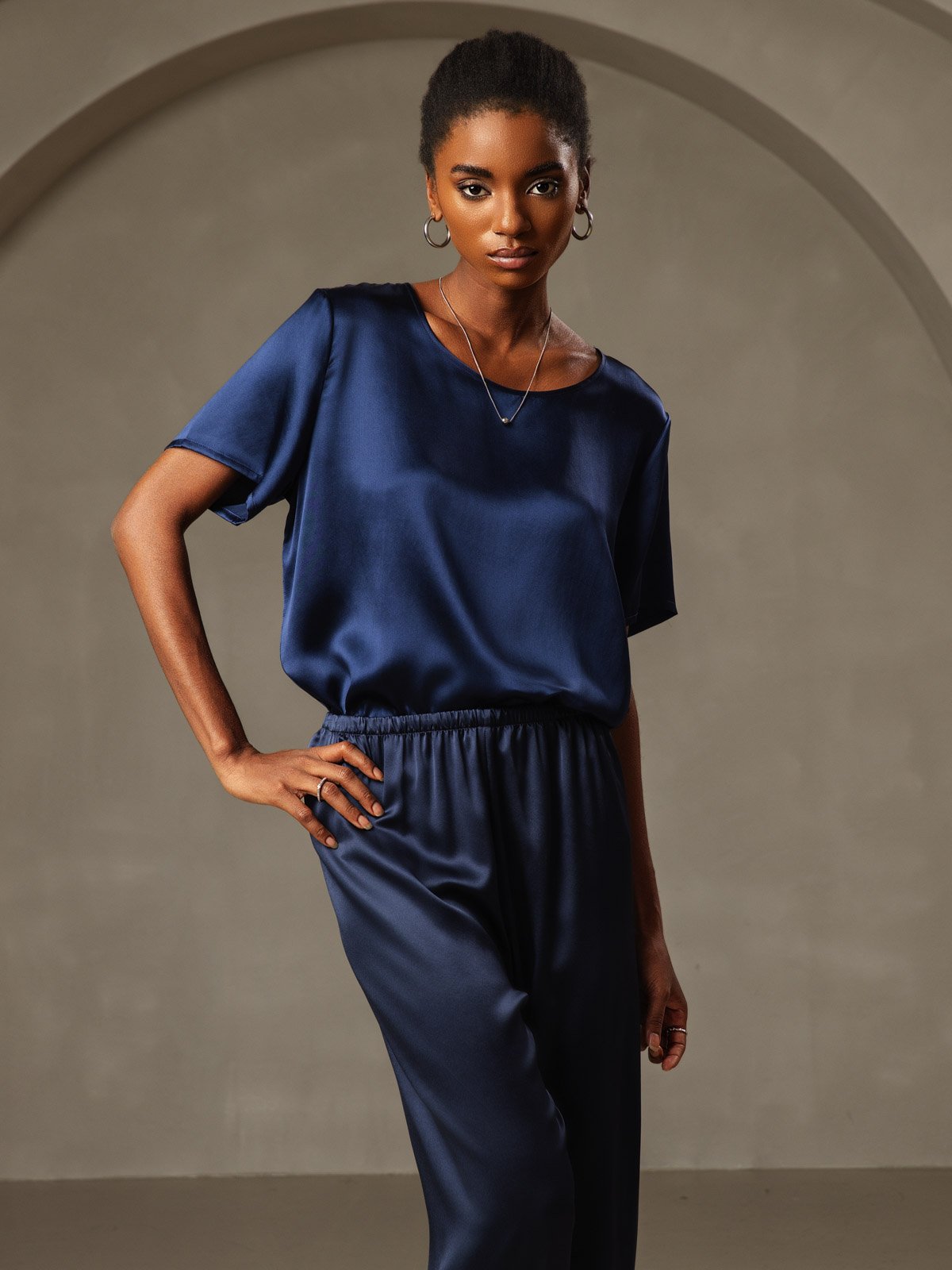 Pure Silk Short Sleeve T-shirt (pants not included)
