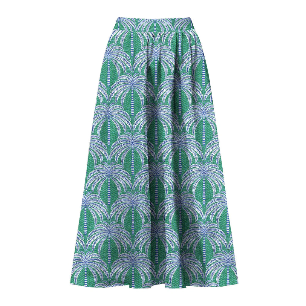 Green Palm Leaf Print and Bow One-Piece Swimsuit&Skirt&Pants