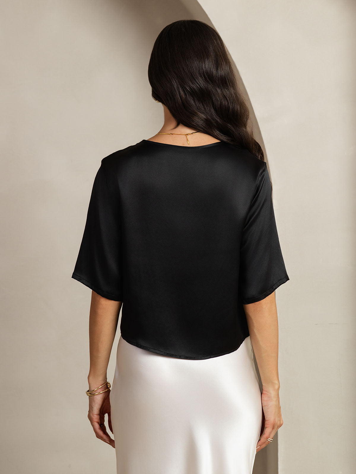 Pure Silk Casual Half Sleeve Women's Blouse T-Shirt
