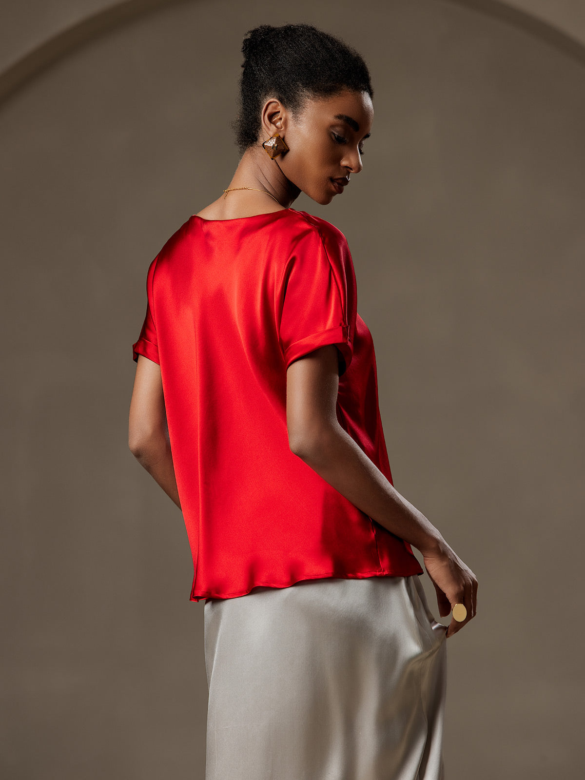 19Momme Silk Casual Short Sleeve T-Shirt