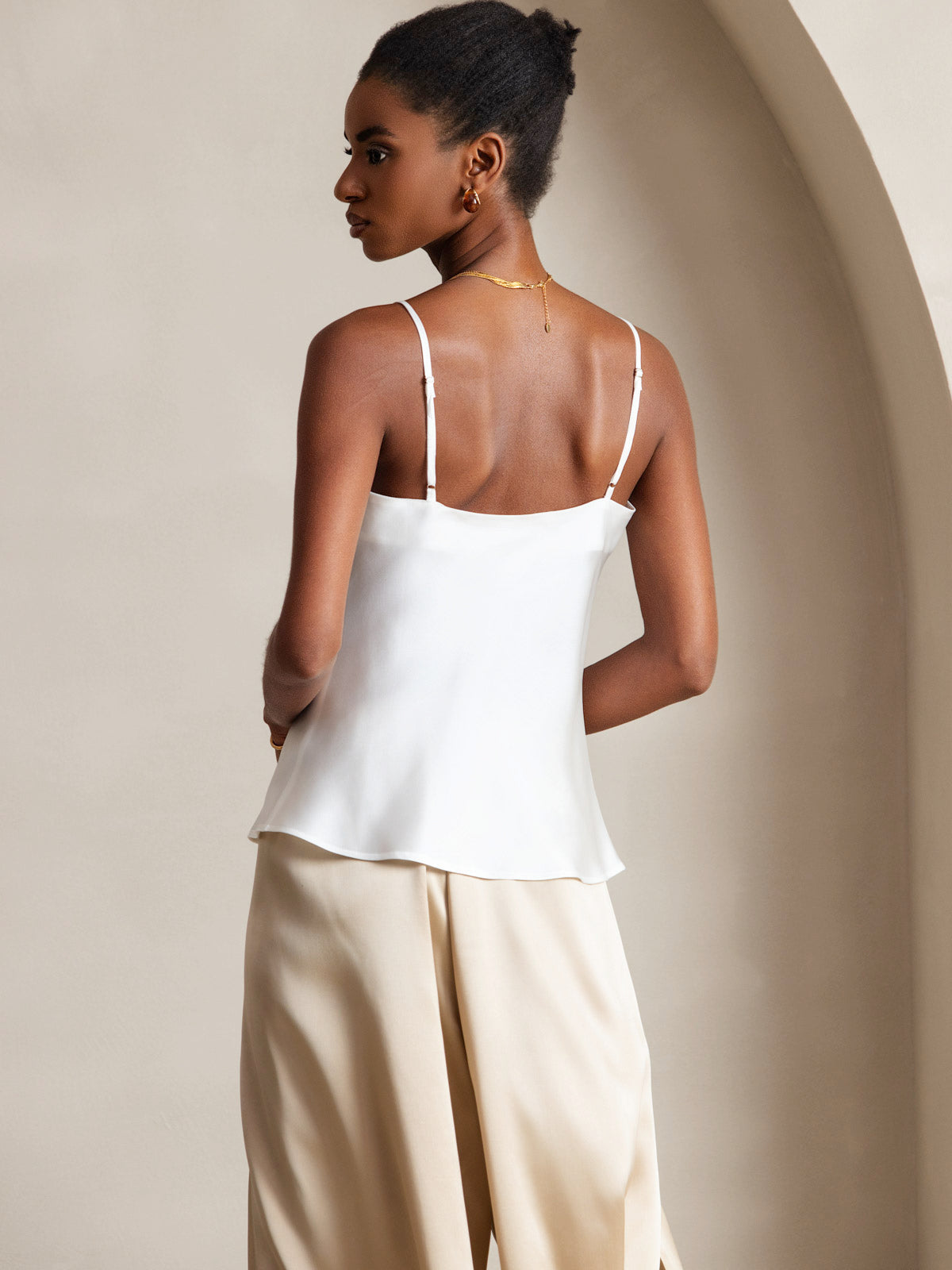 V-neck Pure Silk Spaghetti Straps Camisole Top