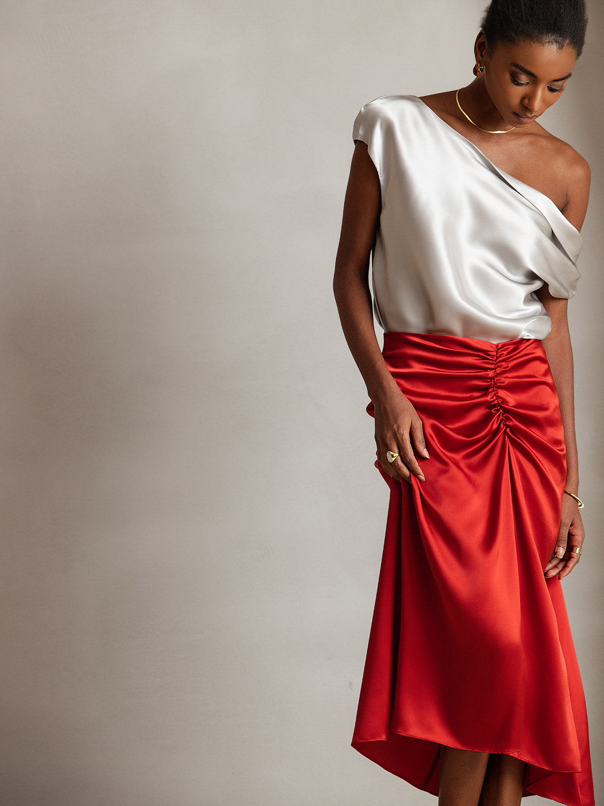 19Momme Silk Chic One-Shoulder Blouse