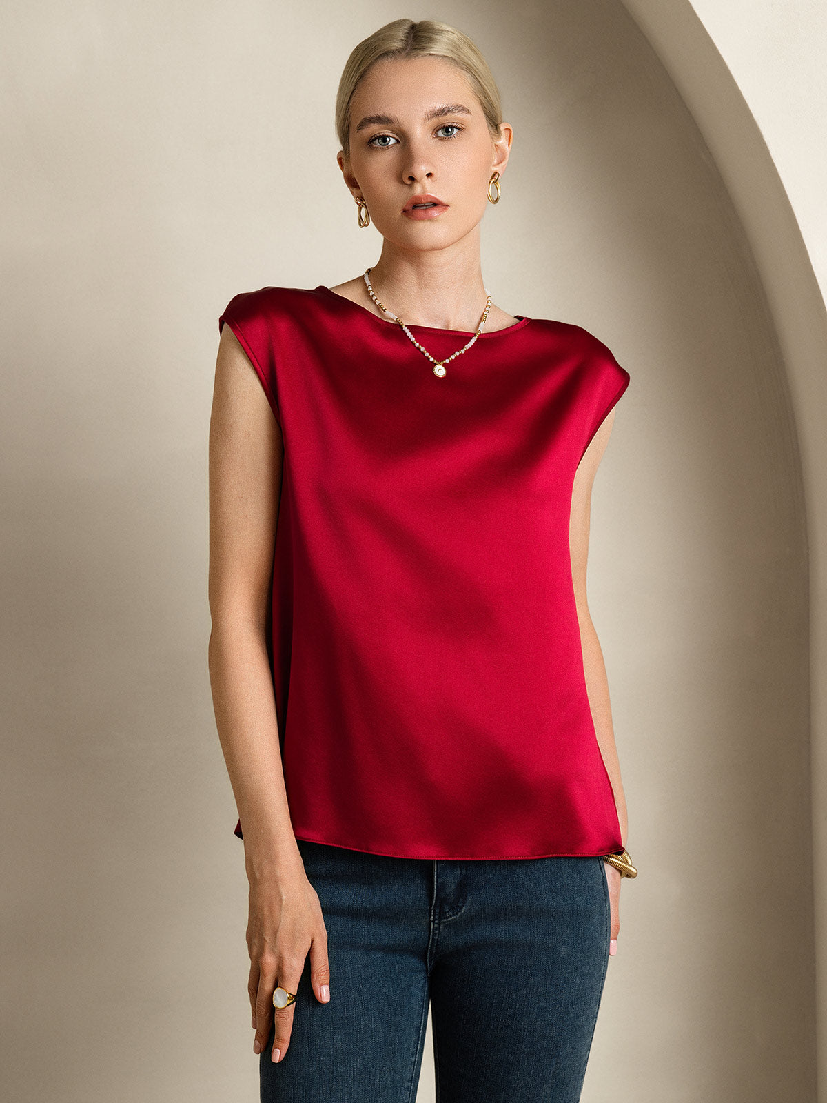 19Momme Silk Cap Sleeve Tank Top