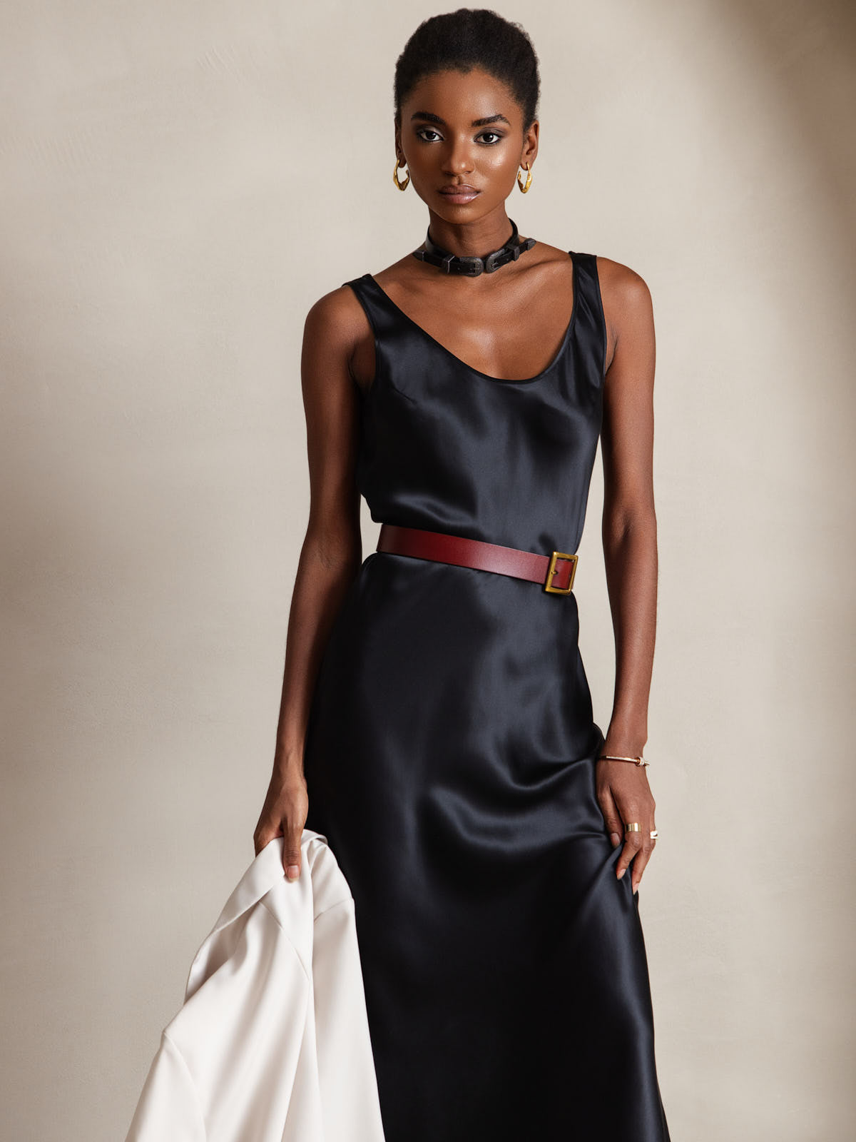 Pure Silk Wide Strap Sleeveless Long Dress