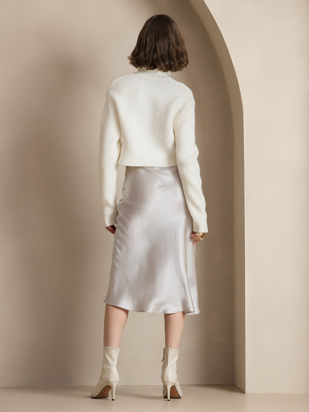 19Momme Mulberry Silk Stretch Long Straight Skirt