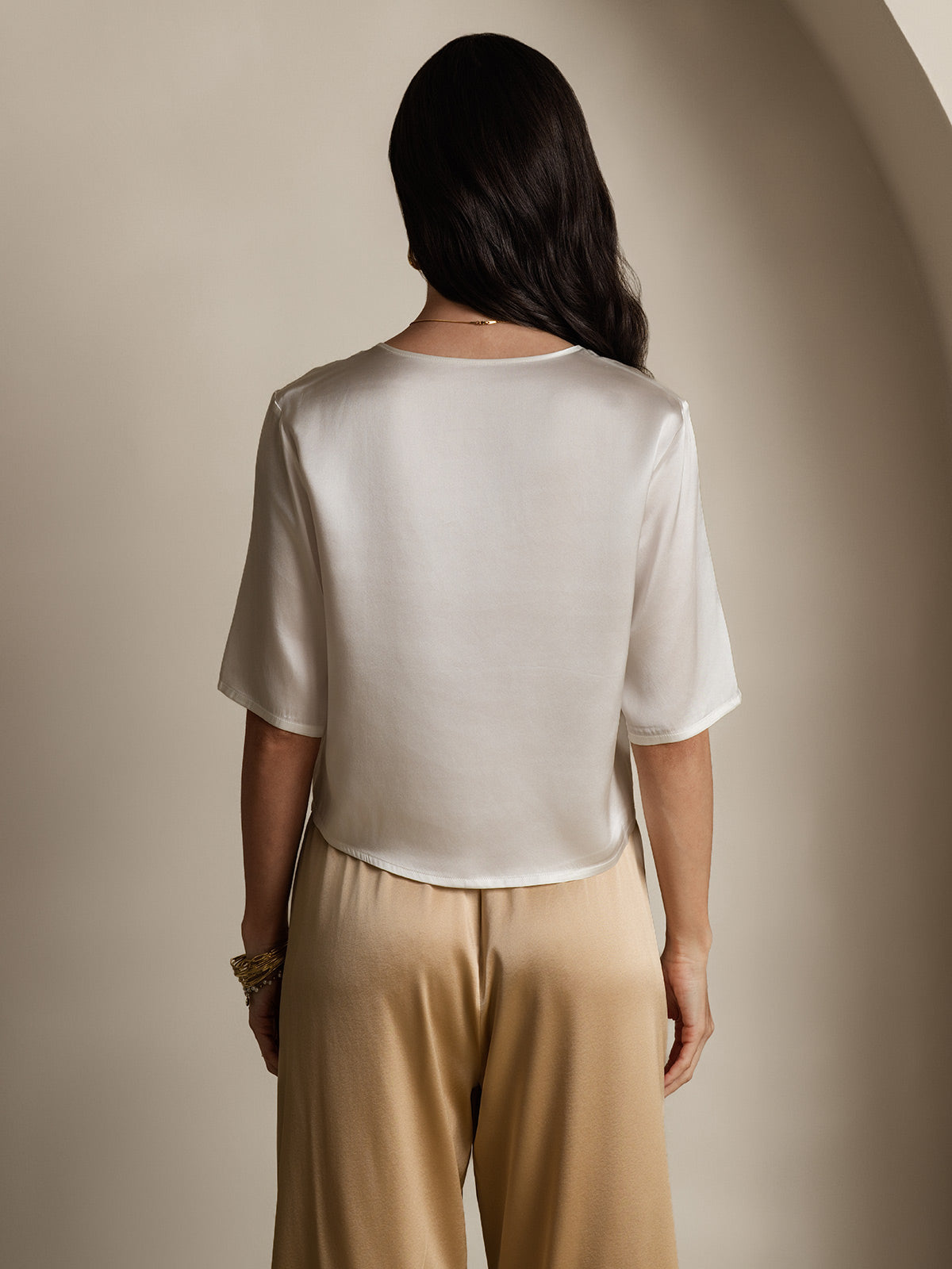 Pure Silk Casual Half Sleeve Women's Blouse T-Shirt