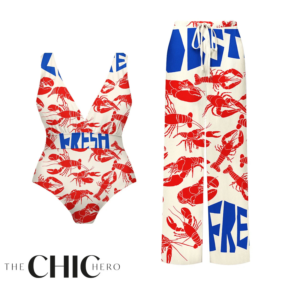 Seafood Lobster Crustacean Chic One-Piece Swimsuit&Pants