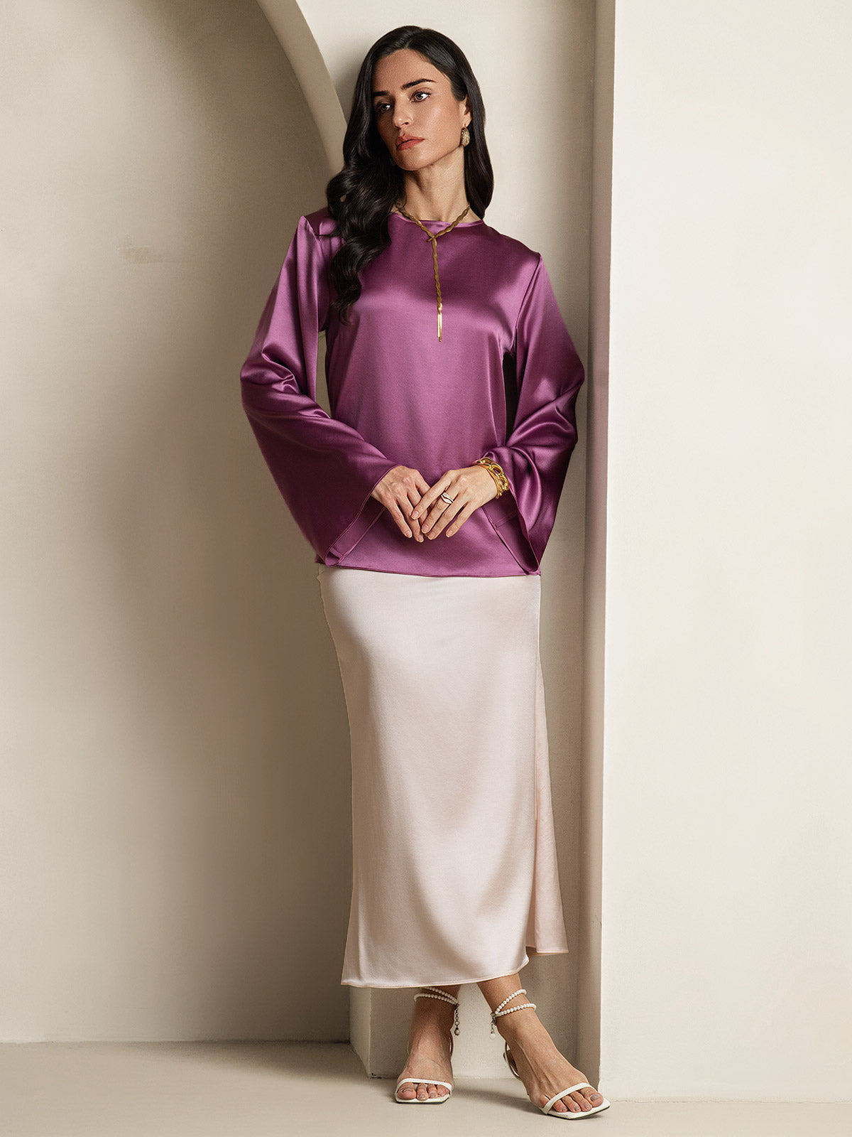 19Momme Silk Relaxed Long-sleeved Blouse