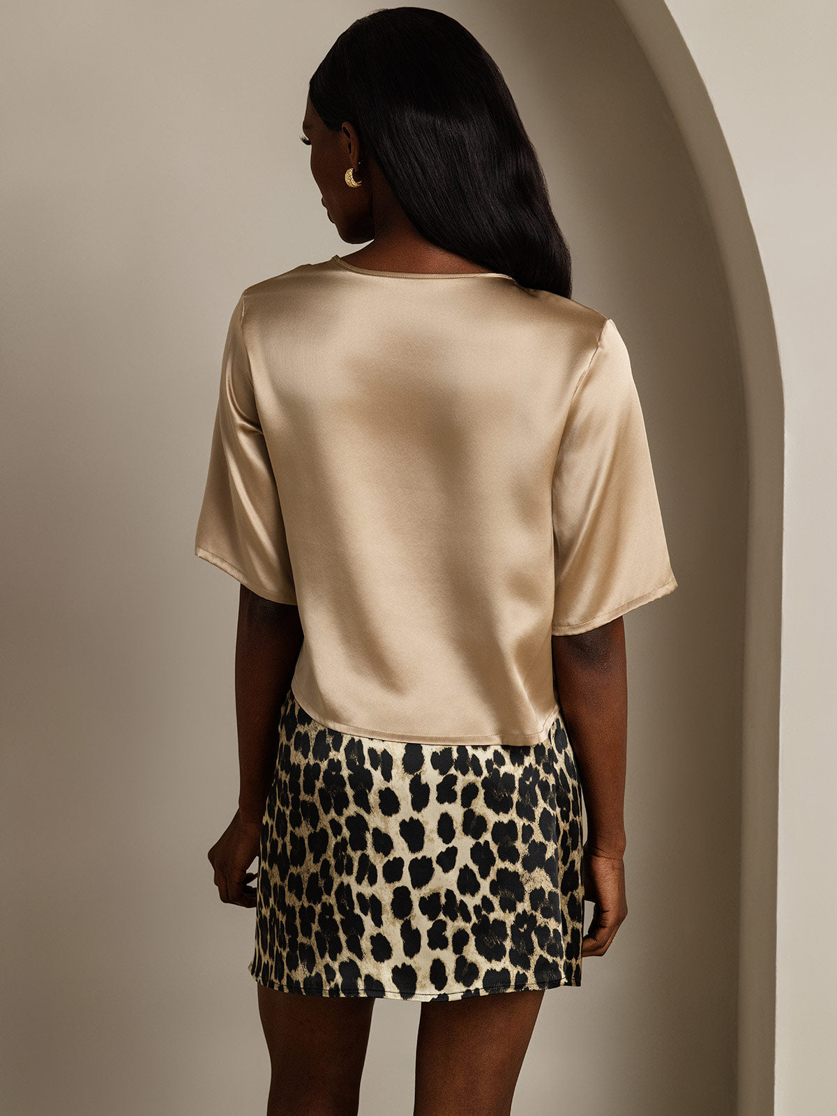 Pure Silk Casual Half Sleeve Women's Blouse T-Shirt