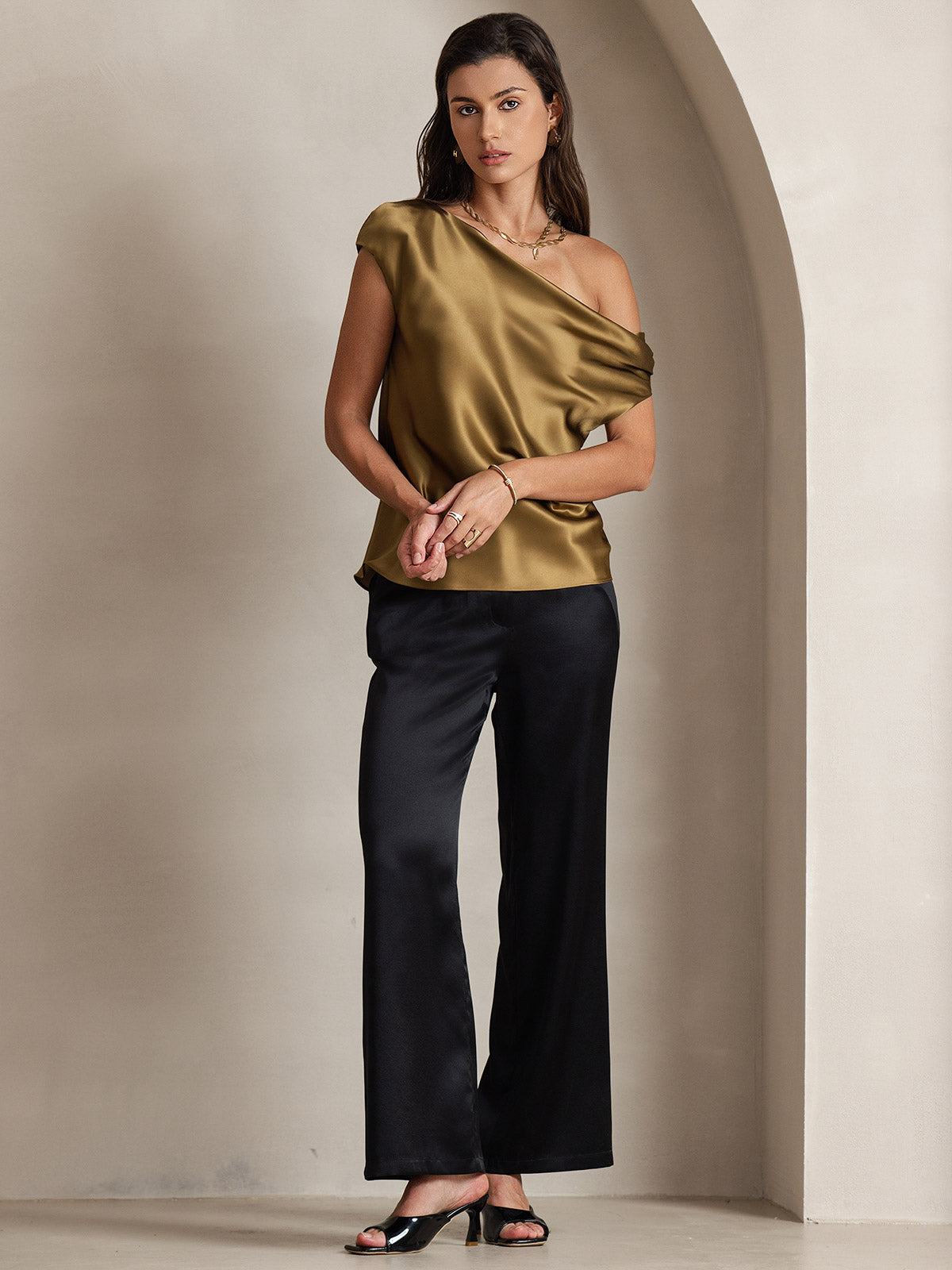 19Momme Silk Chic One-Shoulder Blouse