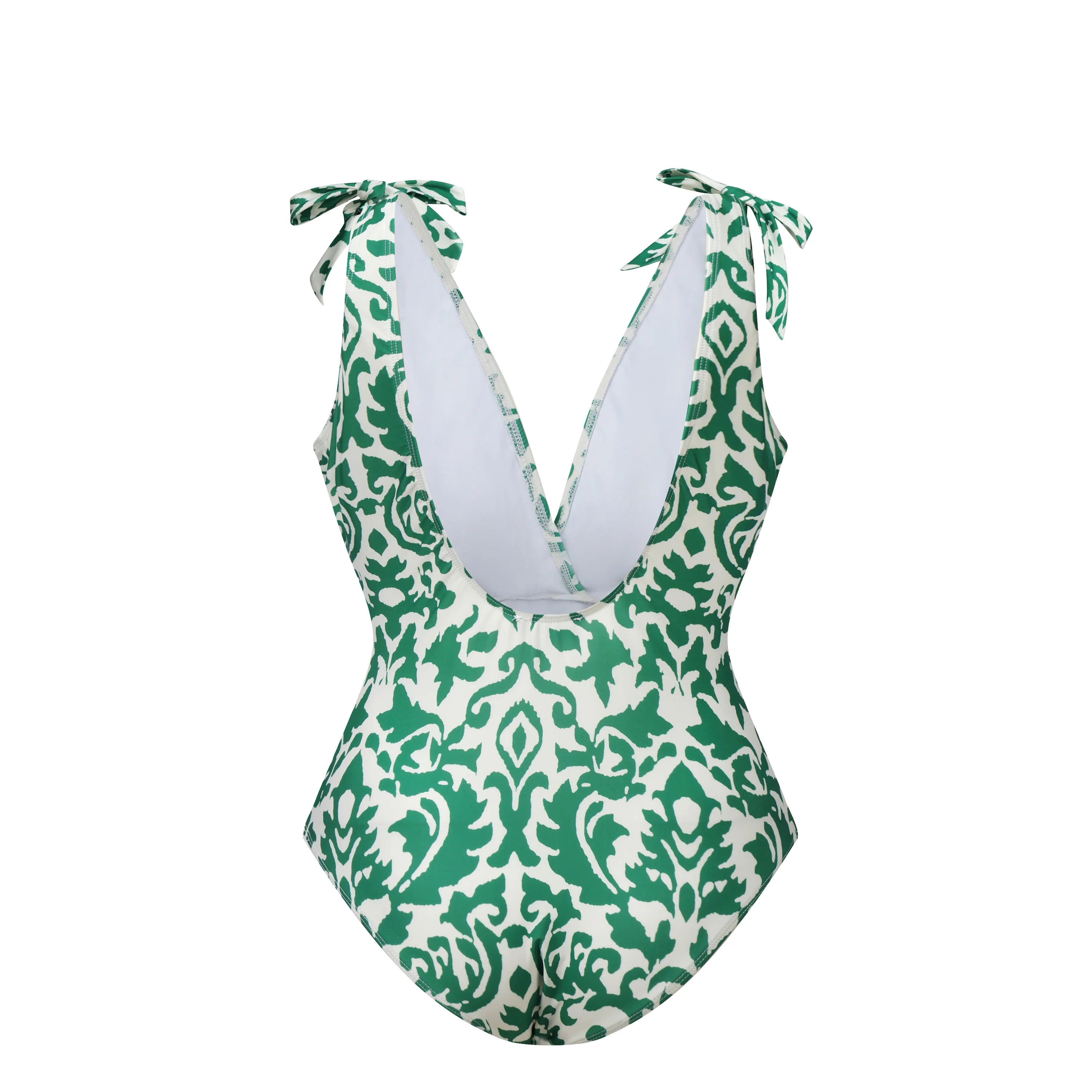 Green Boho Breeze Floral Tie-shoulder One Piece Swimsuit&Skirt&Pants