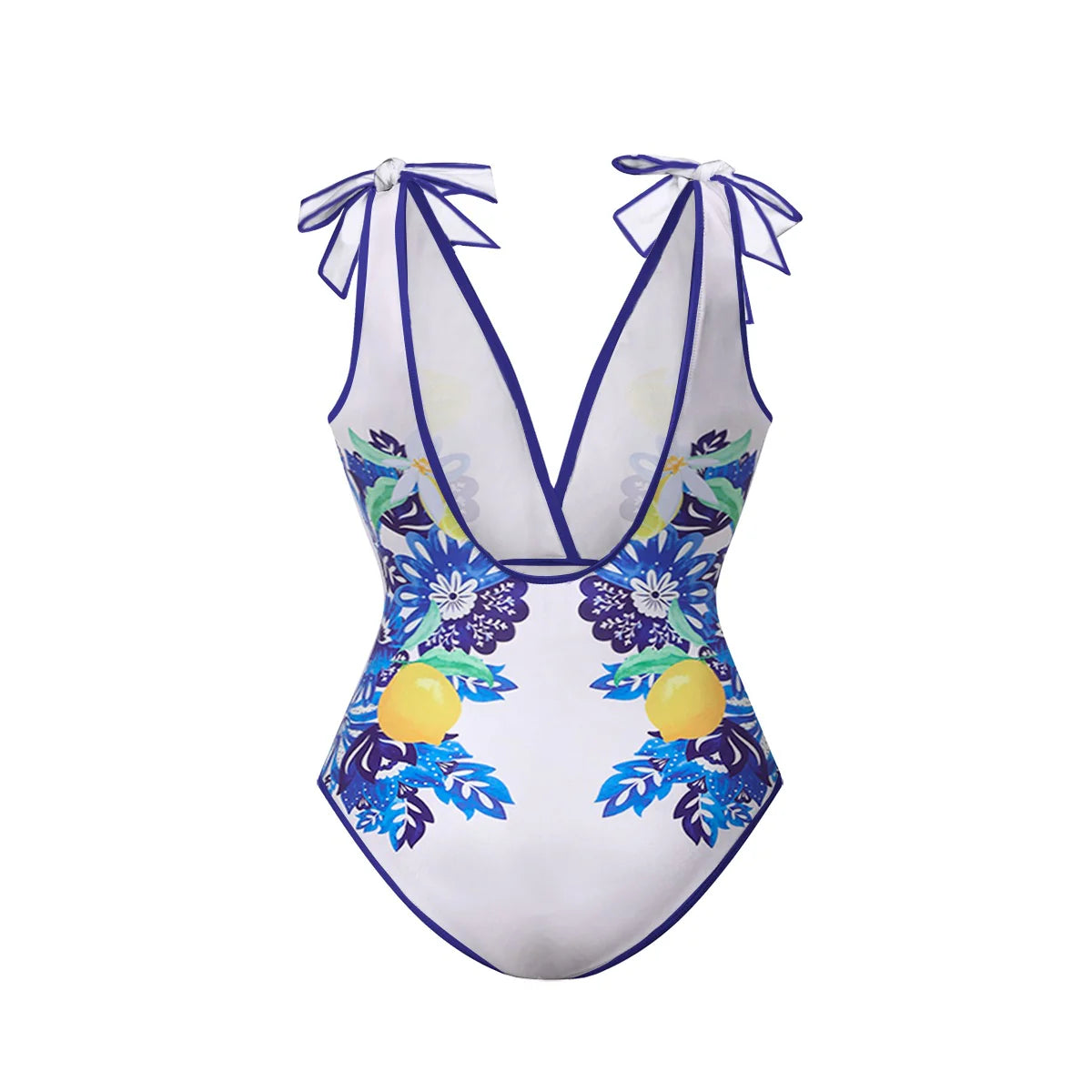 Lemon Blue Floral Print One-Piece Swimsuit&Skirt&Pants
