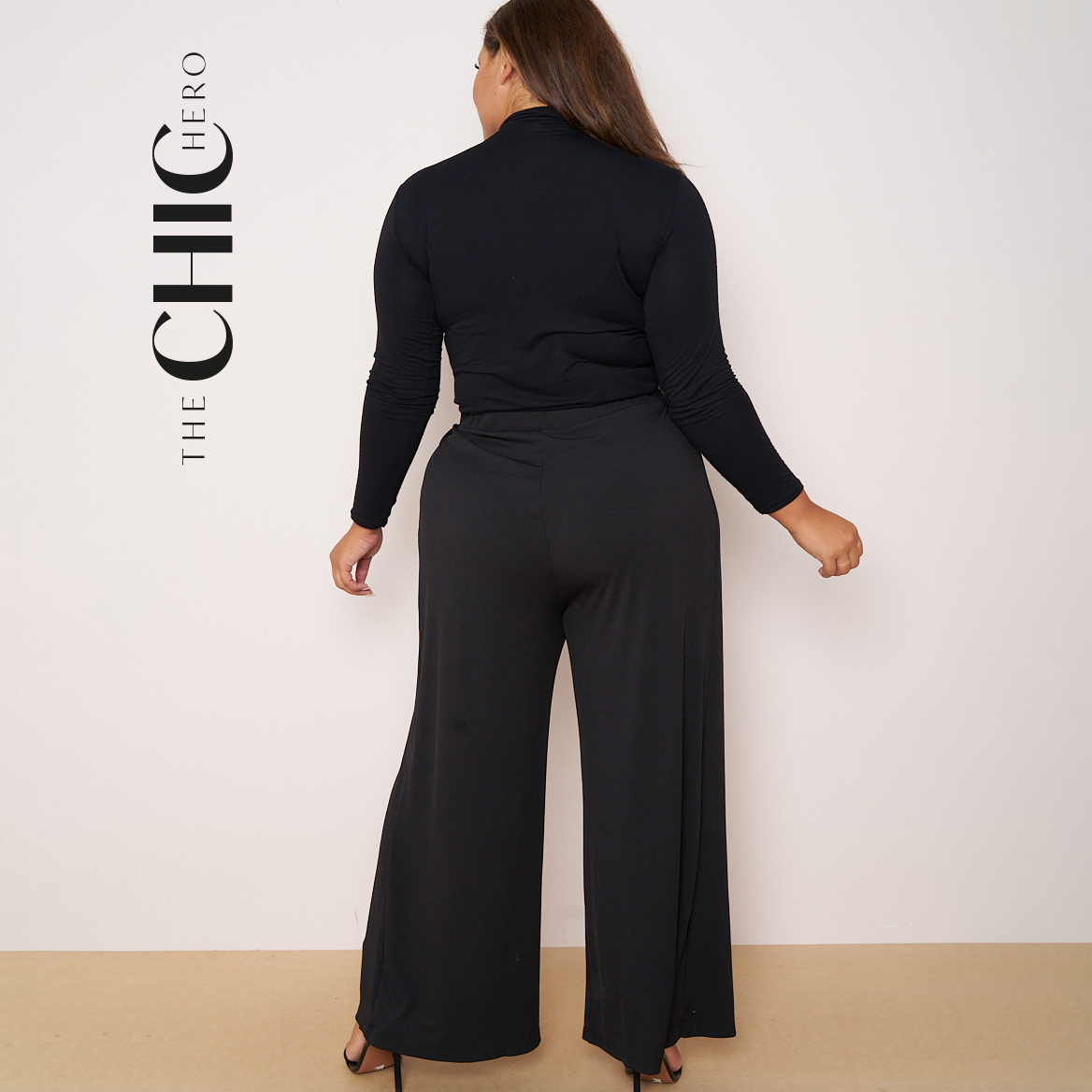Black Wide-Leg Drawstring Pants Palazzo Pleated Pants